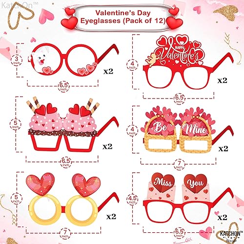 Miniatura 5 de KatchOn, Cartel de amor para el día de San Valentín, extragrande, 84 x 60 pulgadas, bonitos vasos de San Valentín, 6 diseños, paquete de 12, fondos