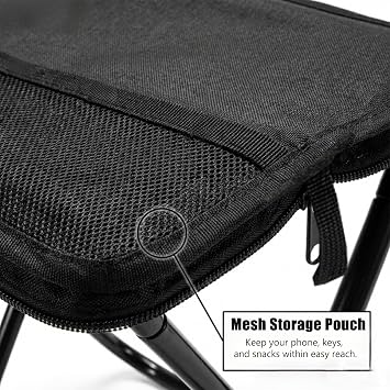 Ultra-Lightweight Folding Camping Chair with Storage Pocket, 7075 Aluminum, Supports 100kg, Portable Compact Foldable Chair with Carry Bag for Hiking, Festivals, Fishing,Black
