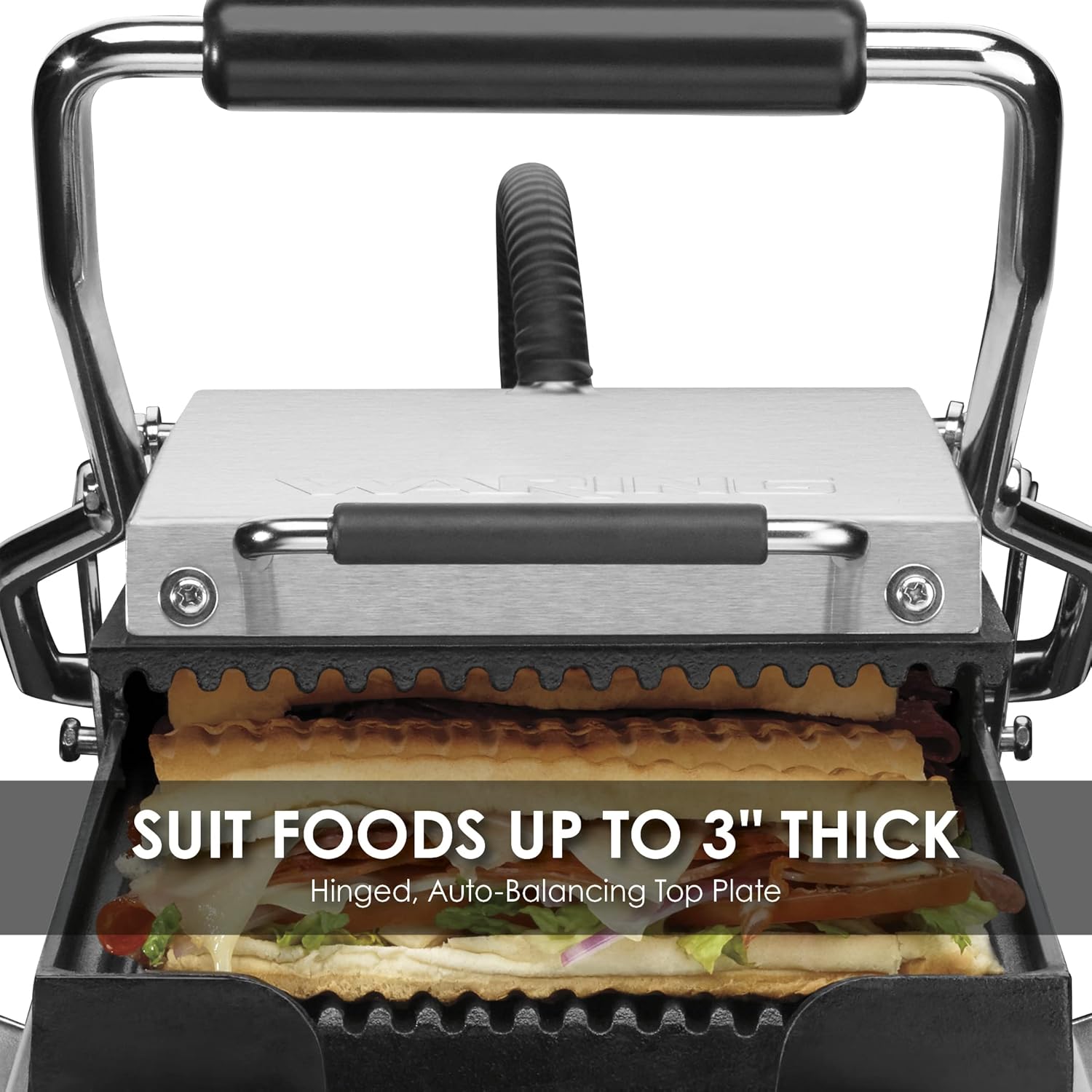 Waring Commercial Panini Compresso - Slimline Panini Grill 120V (14.5" x 7.75" cooking surface)