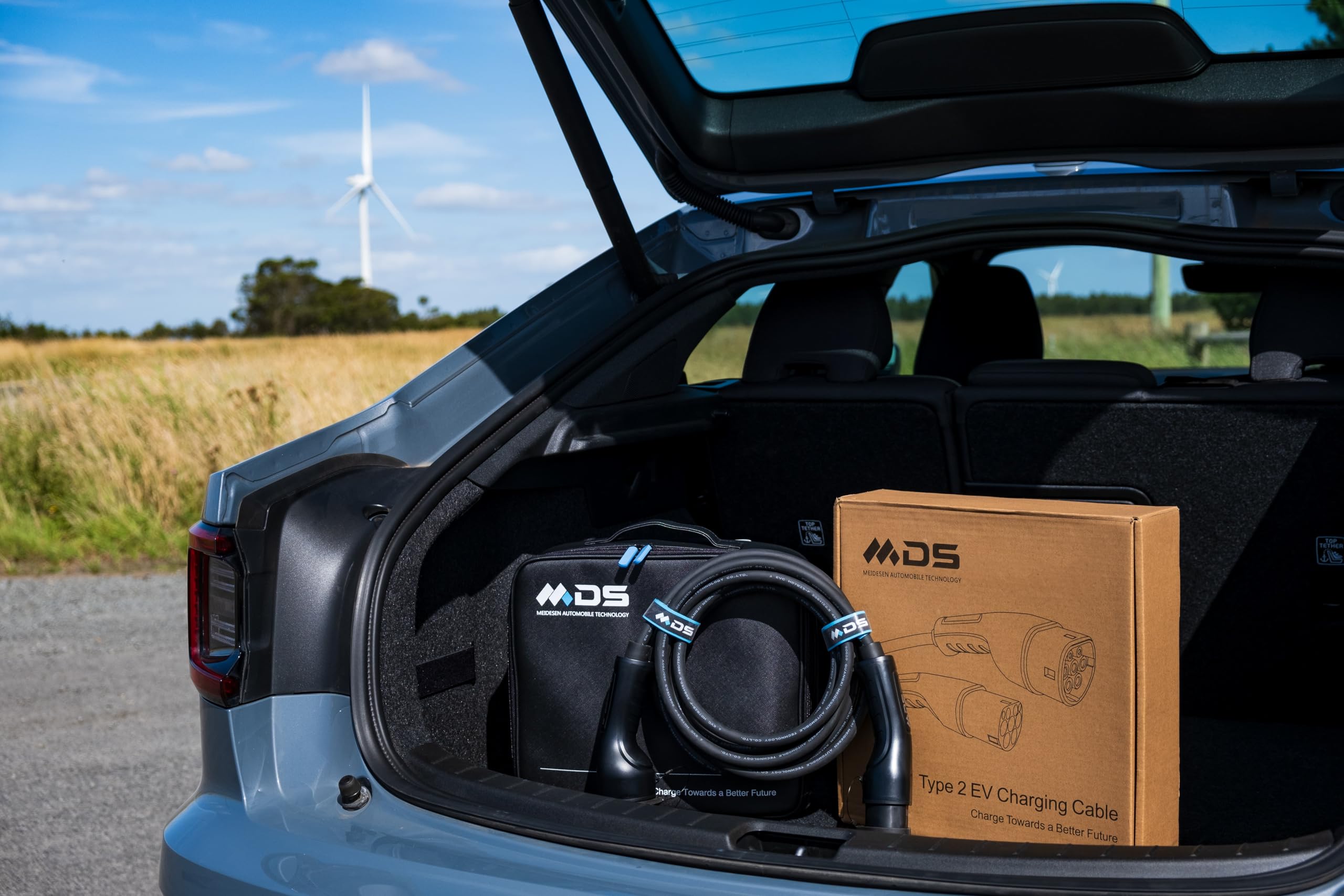 MDS - Cable de carga tipo 2, modo 3, 32 A, 7,2 kW, 3 fases, 5 metros, tipo 2 a tipo 2, cargador para coche eléctrico con bolsa de transporte