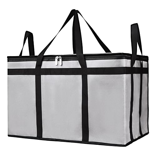 Miniatura 7 de Bodaon Bolsa aislada para entrega de alimentos, bolsas de entrega de pizza aisladas, color gris oscuro, paquete de 1