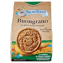 Mulino Bianco Biscotti Buongrano con 100% Farina Integrale, Colazione Ricca di Fibre e Gusto – 350 gr