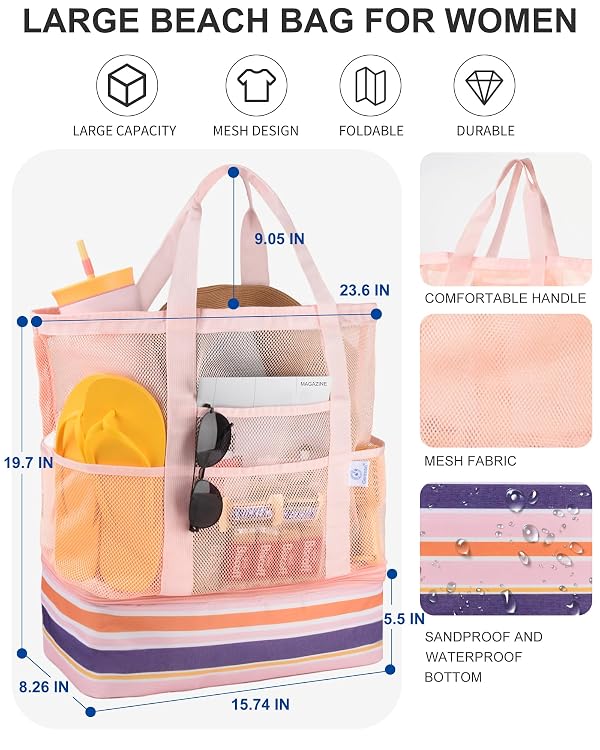 Genteen Beach Bags with Cooler (Pink) by Genteen - Used condition - Image 4