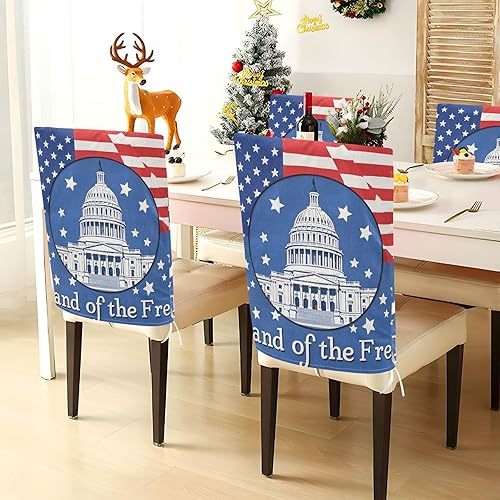Miniatura 4 de 4th of July Independence Day White House Land of Free Decorative Chair Cover for Office Chair for Classroom Stools Soft Chair Slip Cover covertores