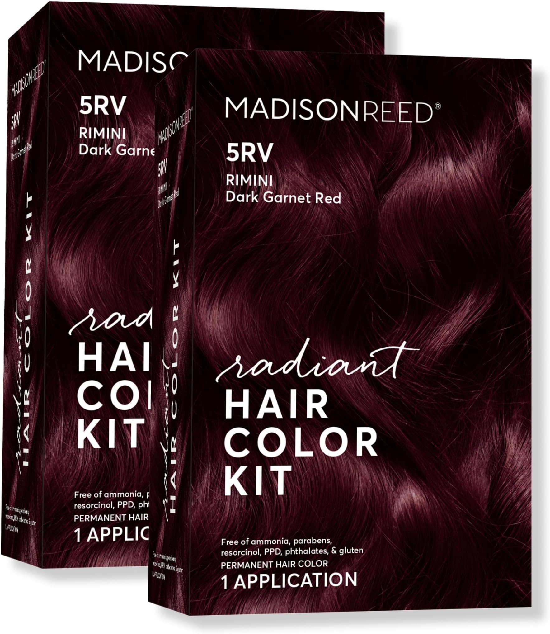 Madison Reed Radiant Hair Color Kit - 5RV Dark Garnet Red with Vibrant Red Violet Tones (Rimini Garnet) Vivid Color Permanent Hair Dye, PPD-Free & Ammonia-Free, 2 Pack