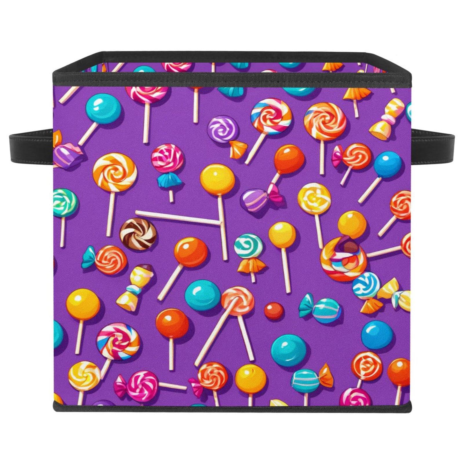 Boîte de rangement pliable grand cube pour étagères motif violet