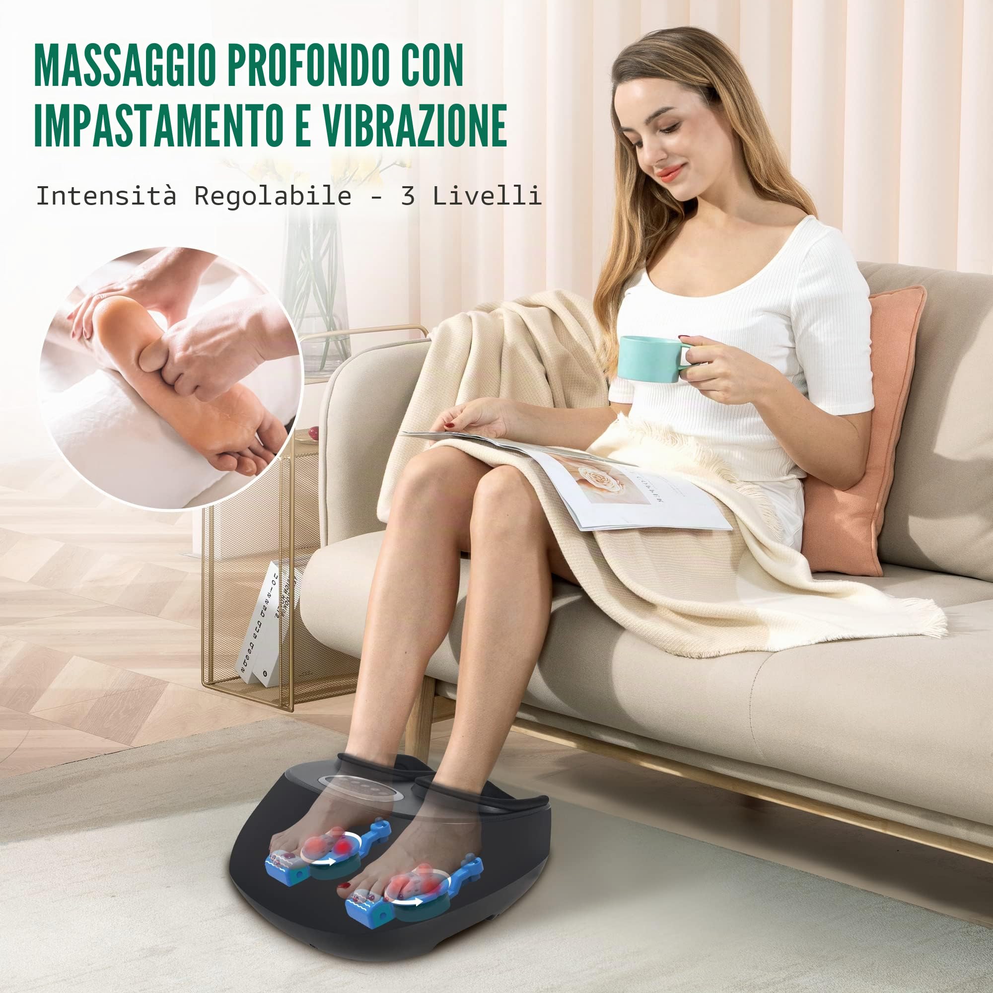 Snailax Massaggiatore elettrico per piedi con calore, massaggiatore per piedi Shiatsu elettrico con impastare rulli di compressione, scaldapiedi, regali per donne uomini