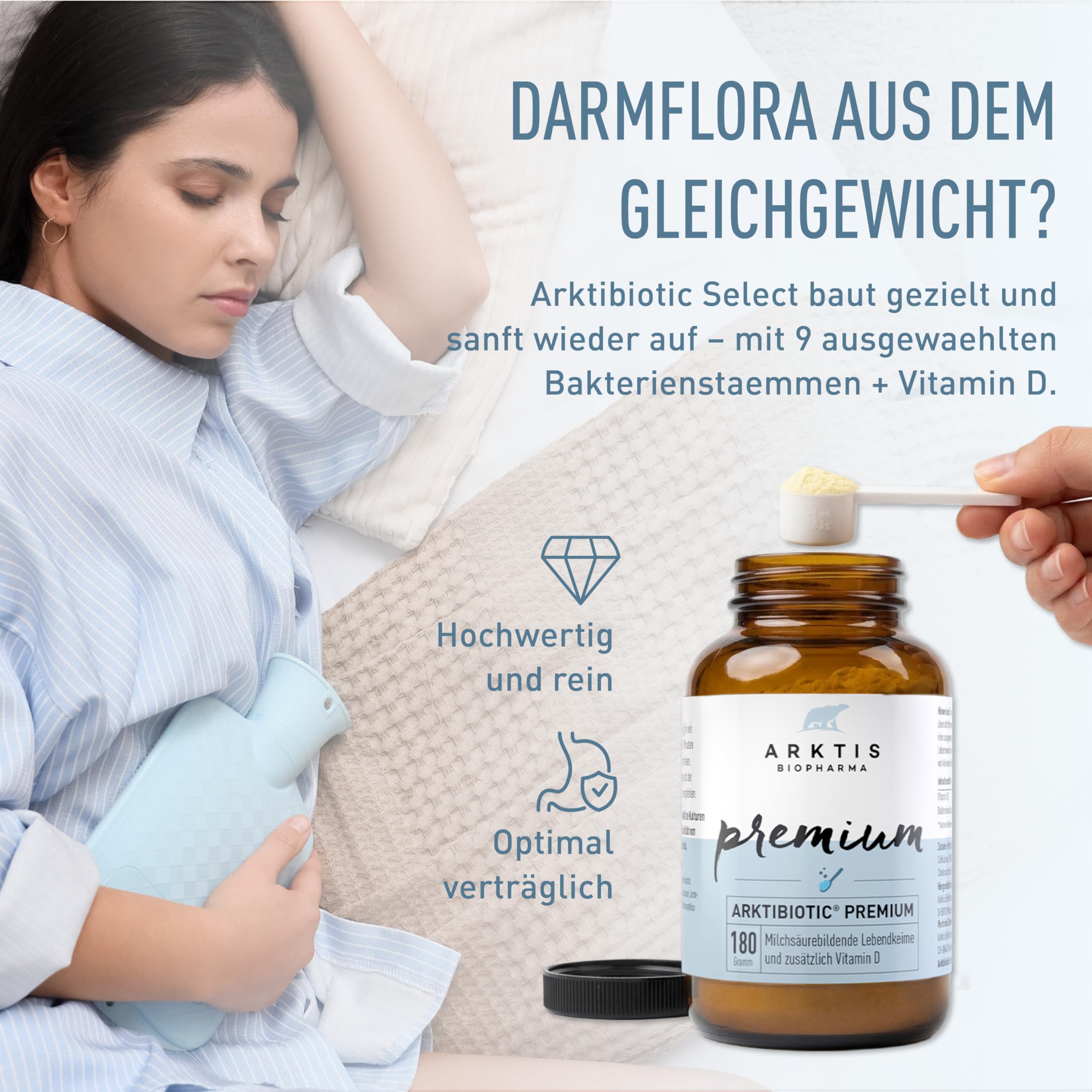 Arktibiotic Premium 180g Probiotika in Apothekenqualität + Vitamin D | Tägliche Darmkur mit 9 Milchsäurebakterien für Immunsystem & Verdauung
