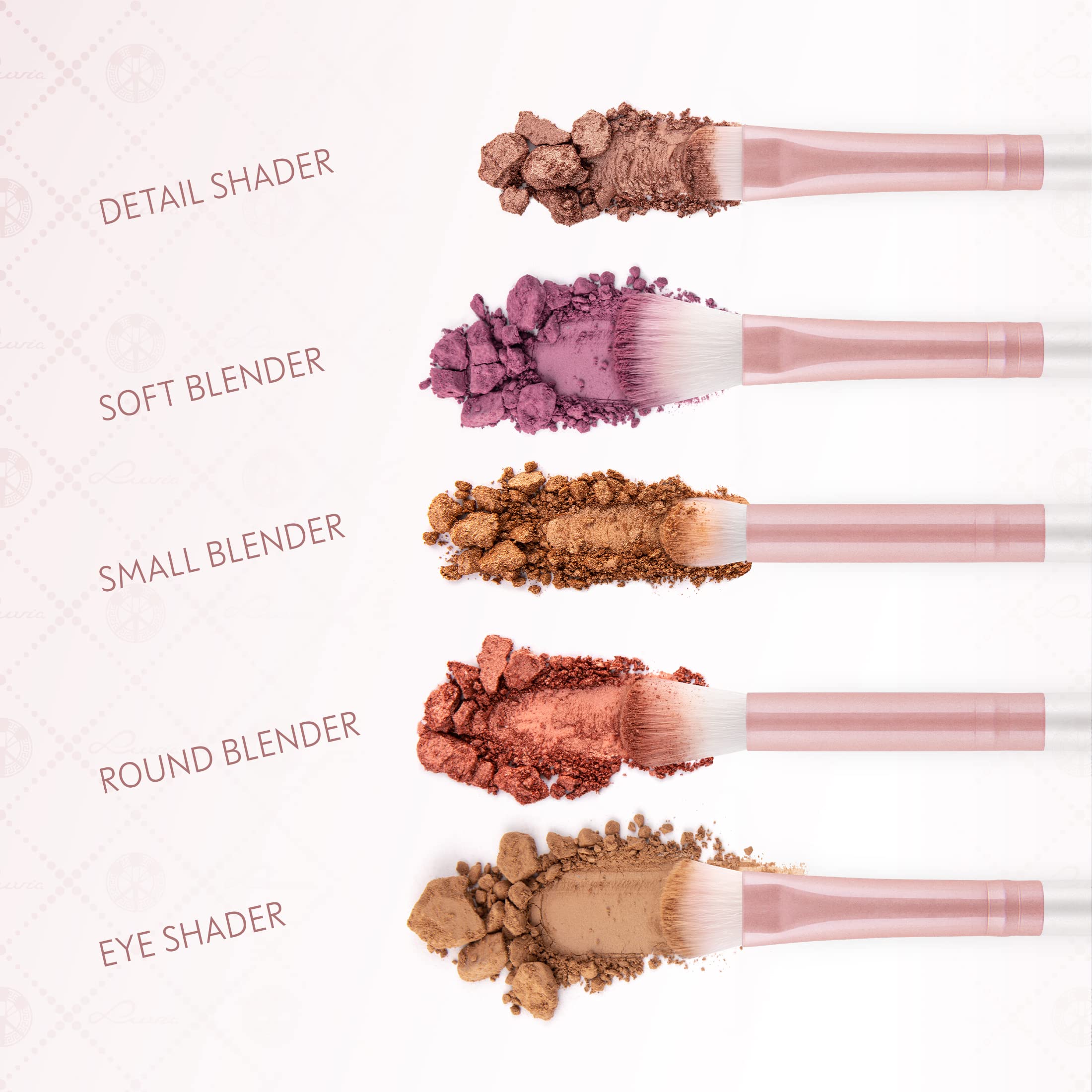 Make-up Pinselset Luvia, Prime Vegan Pro - Candy & Augenpinsel-Set Luvia, Essential Eye Brush Set, 5 Lidschatten Schminkpinsel-Set, Perfektes Verblenden & Auftragen, Veganes Pinselset
