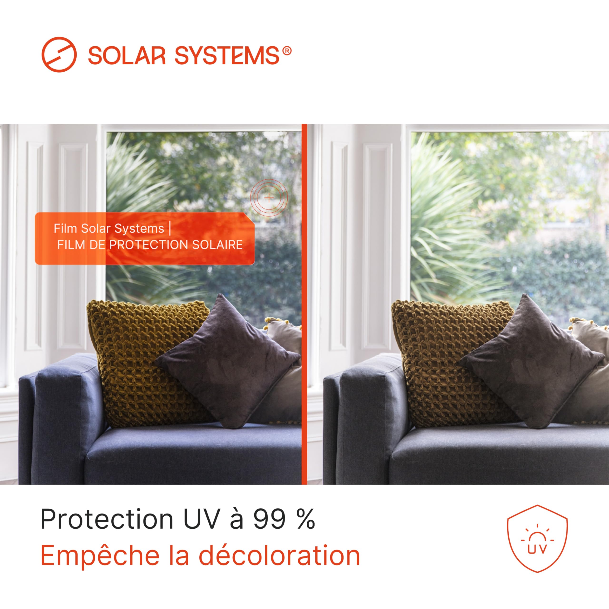 SOLAR SYSTEMS - Film de Protection Solaire pour Fenêtres - Anti Regard - Effet Miroir, Auto-Adhésif - Protection Thermique, Anti-UV, Film Isolant - 100x200cm