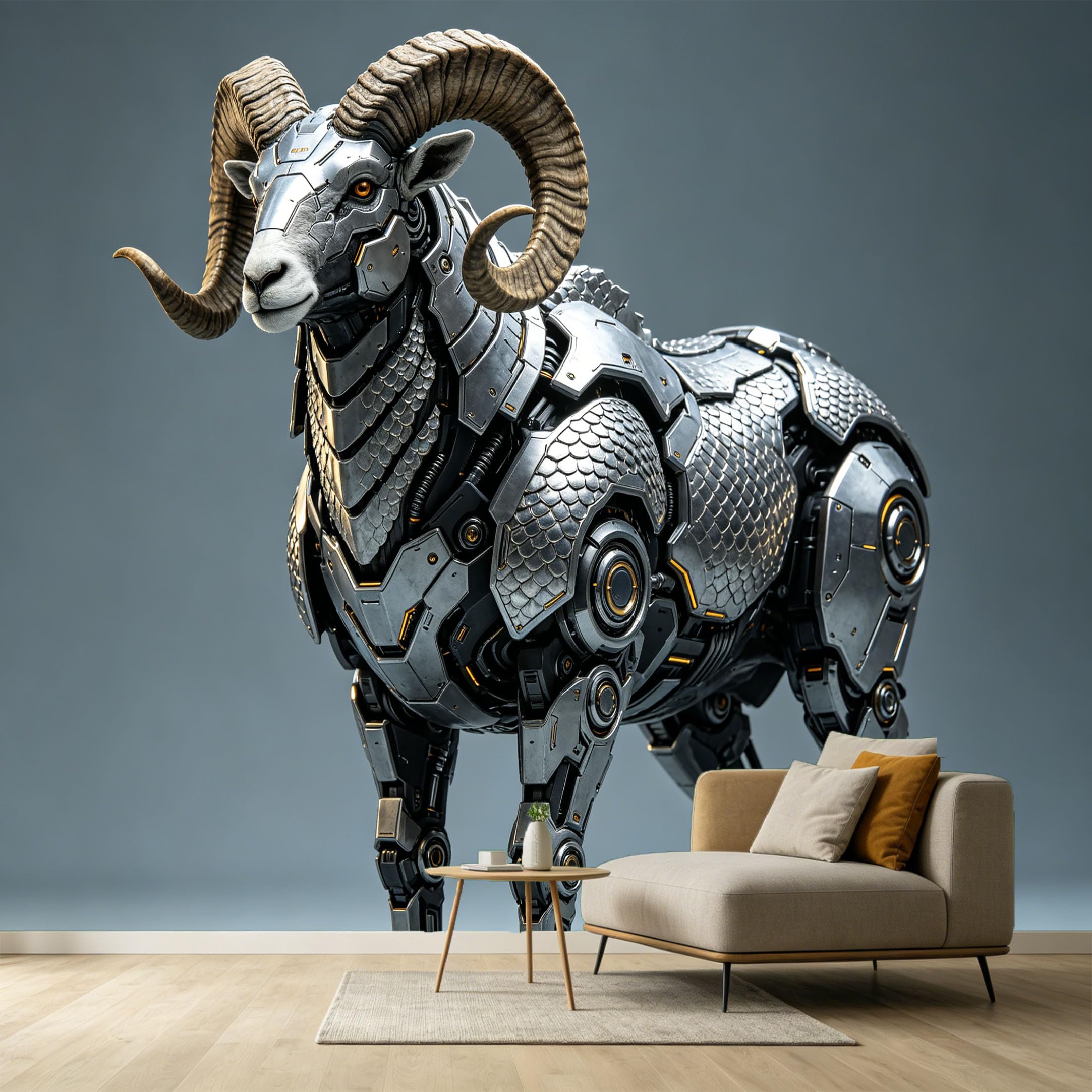 Custom Size Wall Murals Mechanical Ram Industrial Modern 3D Trompe L'Oeil Metallic Texture SelfAdhesive Wall Fabric Removable Large Wallpaper for Photo Living Room