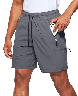 Viodia Men's Hiking Cargo Shorts with Zipper Pockets | Lightweight, Quick Dry, Stretch, Sweat Wicking, Breathable, Travel, Athletic, Workout, Summer Casual