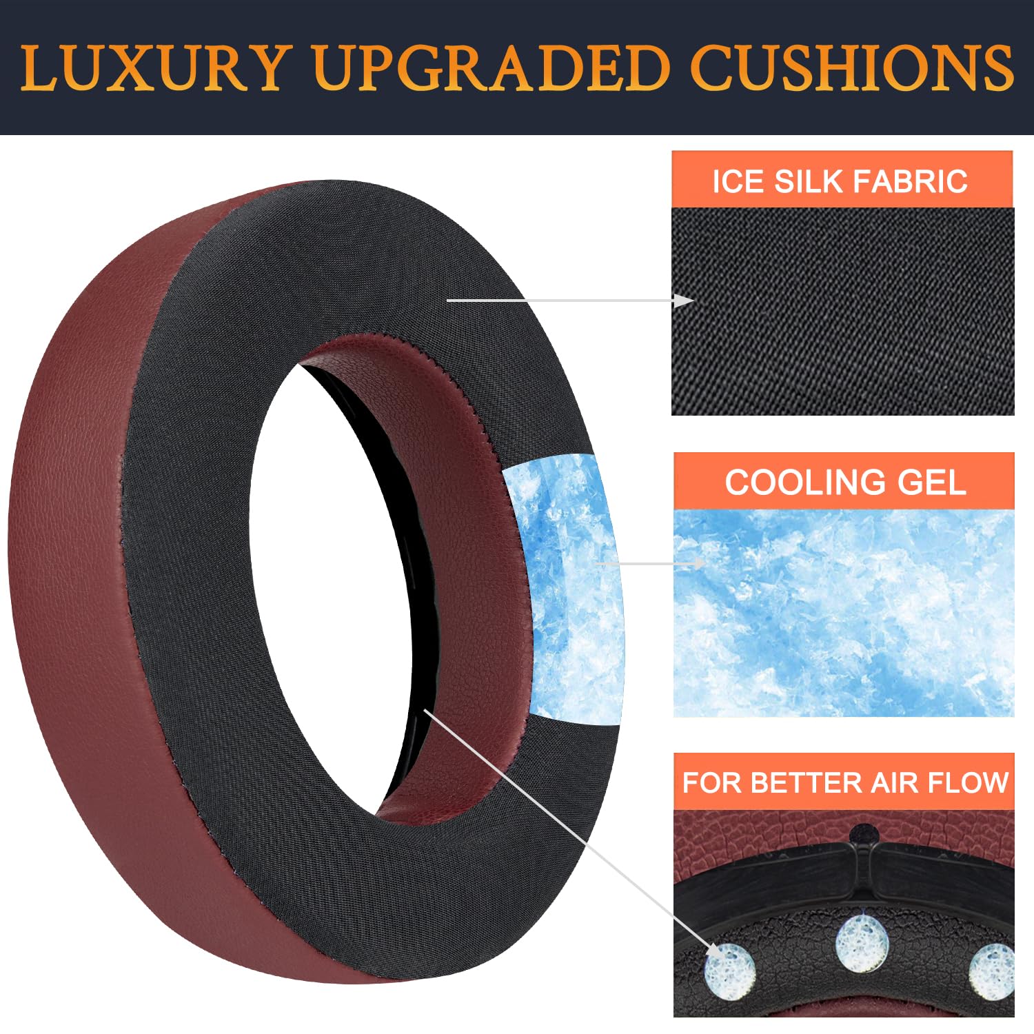 SOULWIT Cooling-Gel Earpads Cushions Replacement for Corsair HS70/Pro HS60/Pro HS50/Pro HS75 XB Gaming Headset/Headphones - Image 2