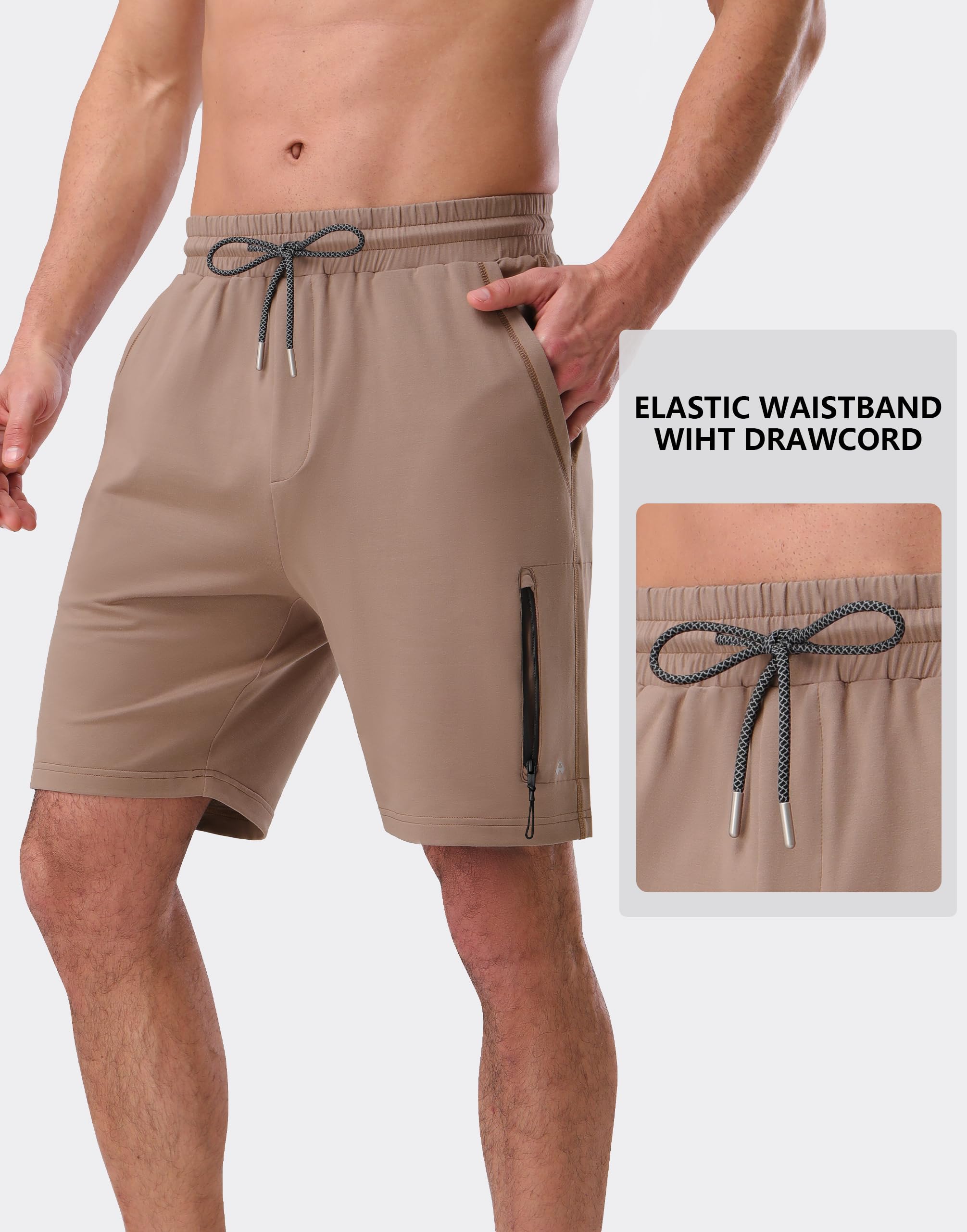 Pioneer Camp - Pantalones cortos deportivos para correr y fitness (7 pulgadas, algodón, cintura elástica, con múltiples bolsillos)