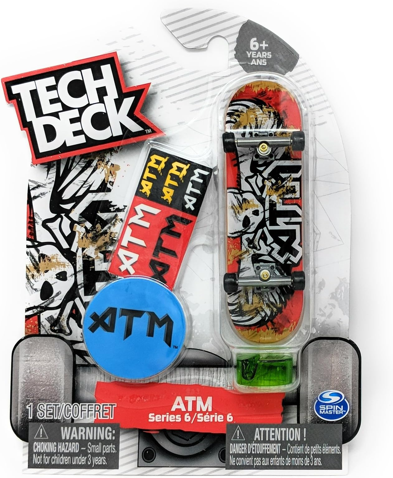 Tech Deck ATM Skateboards Series 6 Red Winged Skull & Crossbones Fingerboard with Stickers