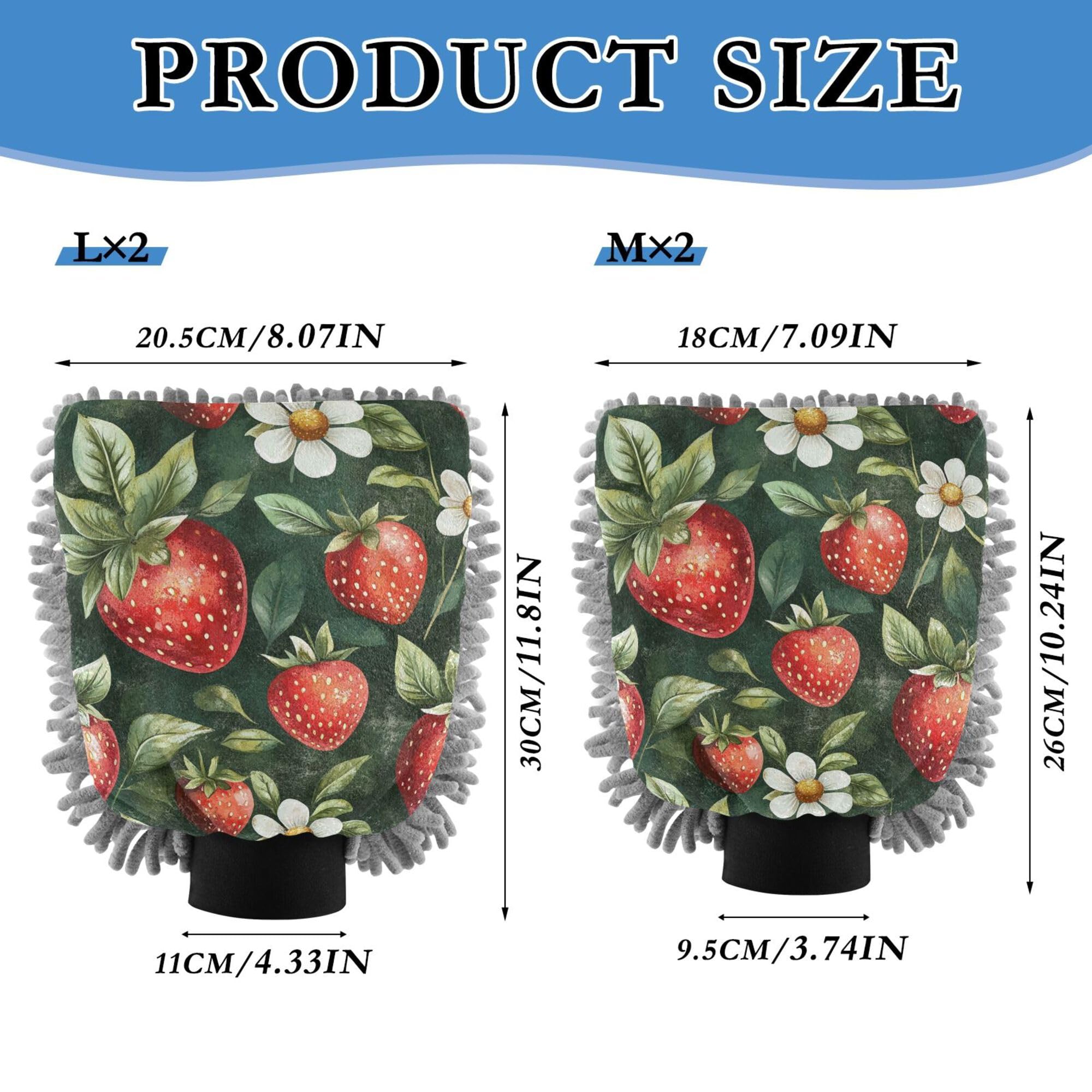 Cute Cartoon Straeberry Car Wash Mit 2 Pack Cars Washing Mitts Scratch Free Clean Sponges for Auto Supplies