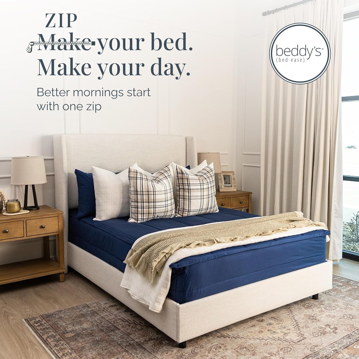 Beddy's All in One Bed in a Bag Zipper Bedding Set, Bottom Sheet, Cuddle Blanket, Comforter, Pillowcase(s) & Sham(s), Minky Interior Sheets with Comforter, Zip Bedding for Dorms, Bunks, Kids & Adults