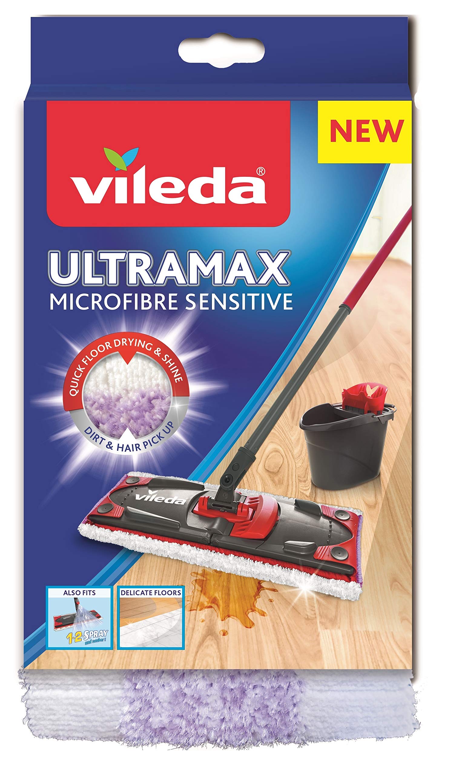 ViledaUltramax Microfibre Sensitive Floor Mop Replacement Cover, Mop Cover Ultramat_Ultramax, for Sensitive Floors, Gentle Parquet Cleaning, Machine Washable, Pack of 1