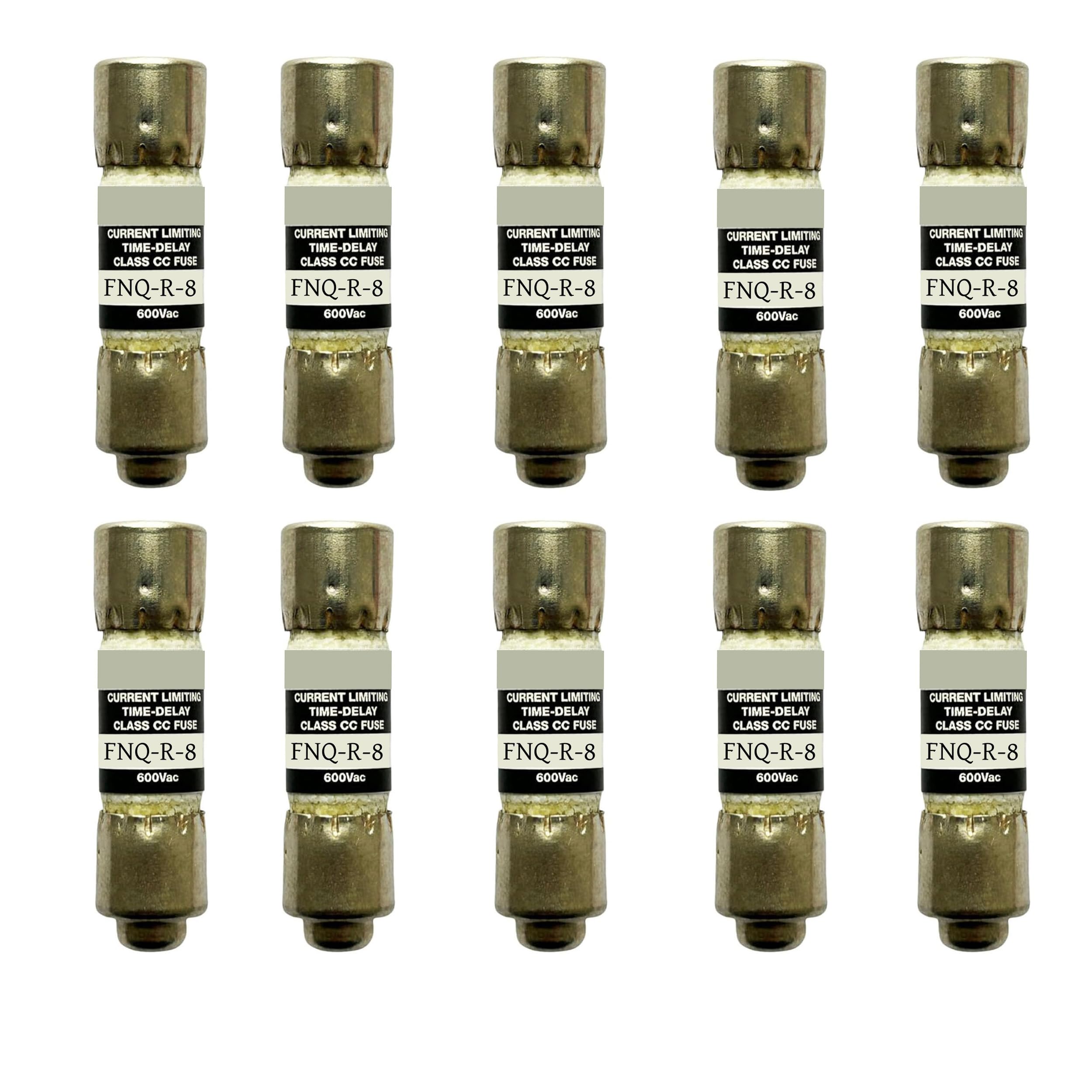 10-Pack New FNQ-R-8 FNQ-R-8A FNQ-R 8A 600Vac Time Delay Fuse，FNQ-R-8A Class CC Current Limiting Fuse