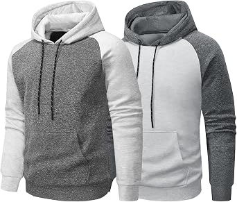 Fleece Hoodies Sweatshirts for Men,2/3 Pack Patchwork Athletic Workout Hooded Pullover With Kangaroo Pocket