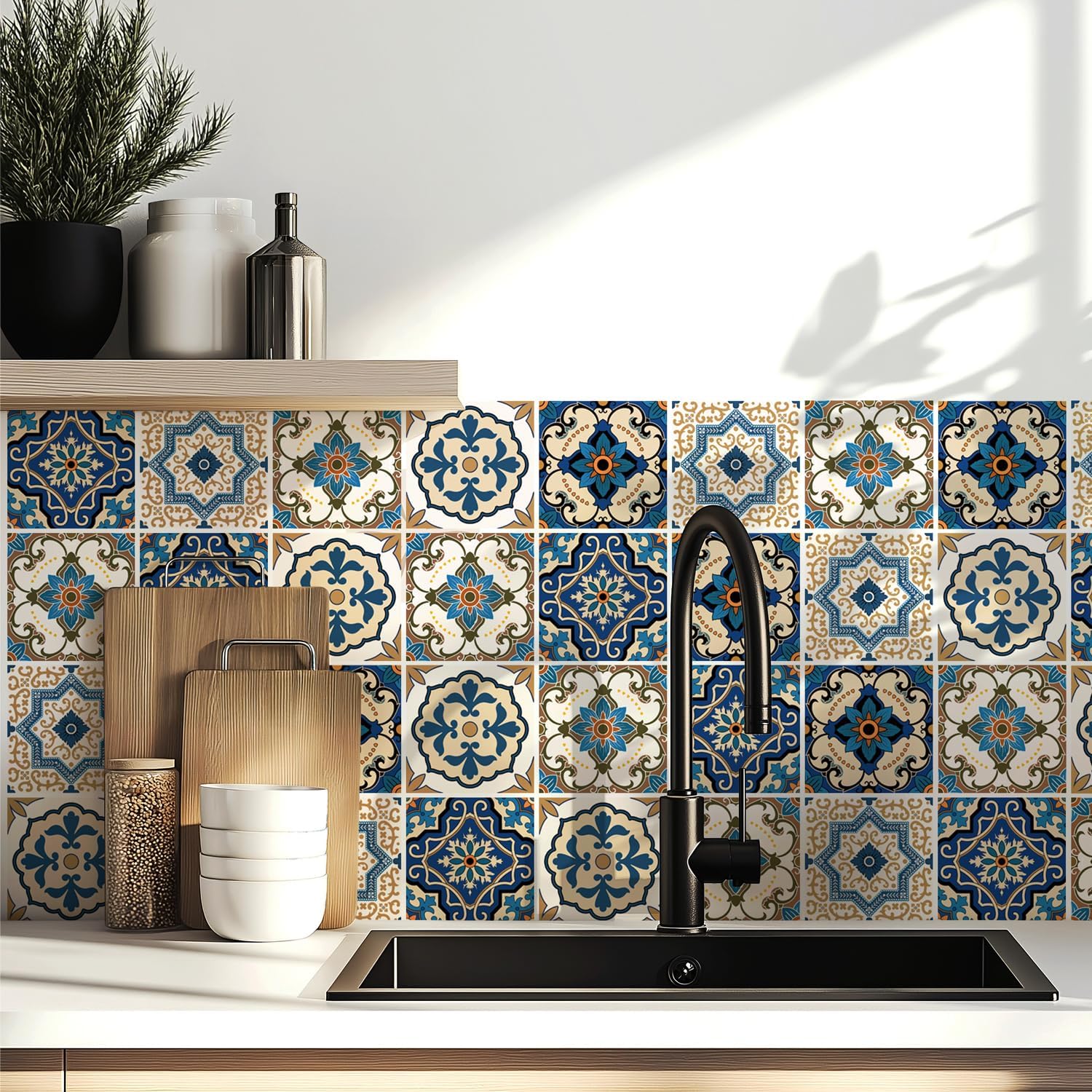 Tile Stickers 30 pcs 4x4inch Wall Stencils Wall Stickers Peel and Stick Easy Application – Ideal for Bathroom, Kitchen Wall Tile Decals