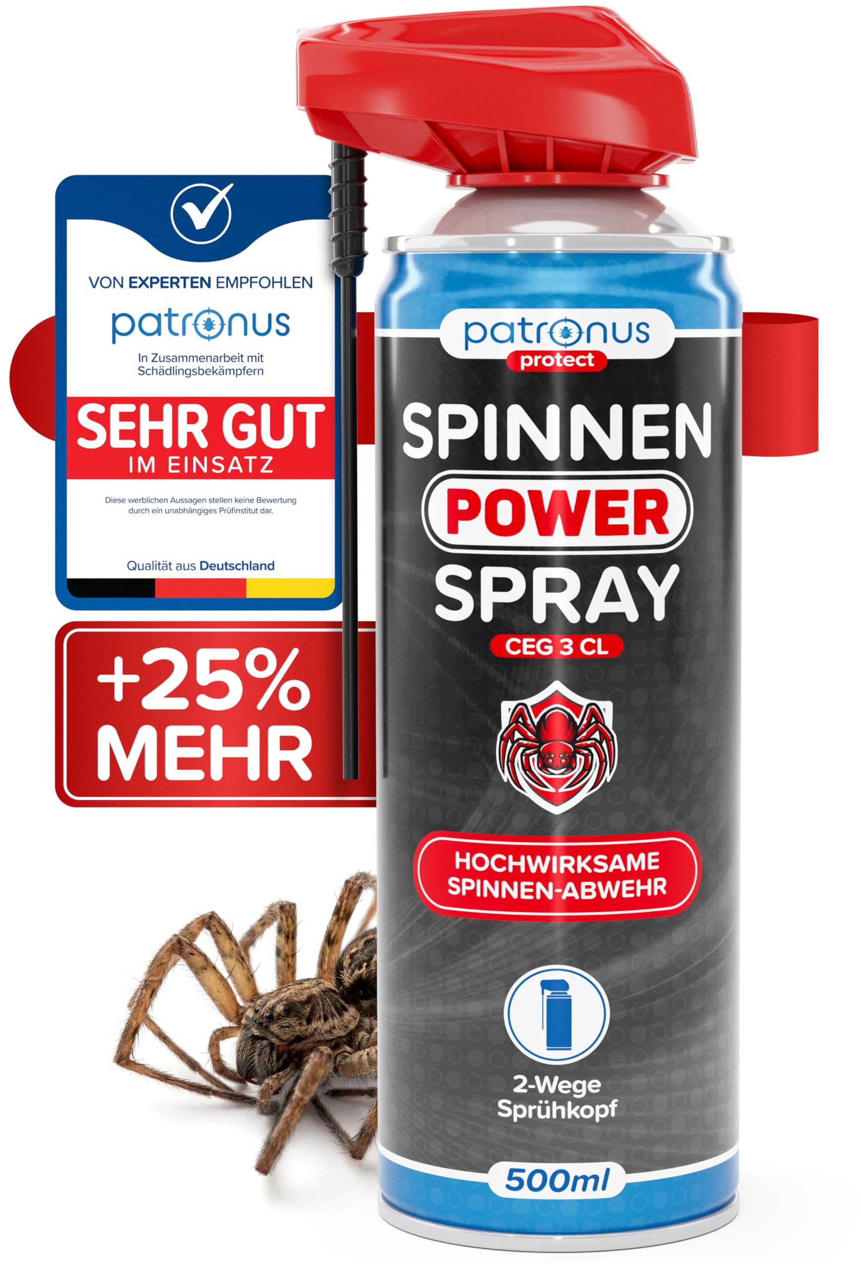 Patronus Spinnen Power Spray - Anti Spinnenspray mit effektiver Sofortwirkung gegen Spinnen & zur Spinnen Abwehr, hochwirksames Anti Spinnen Spray für Indoor & Outdoor