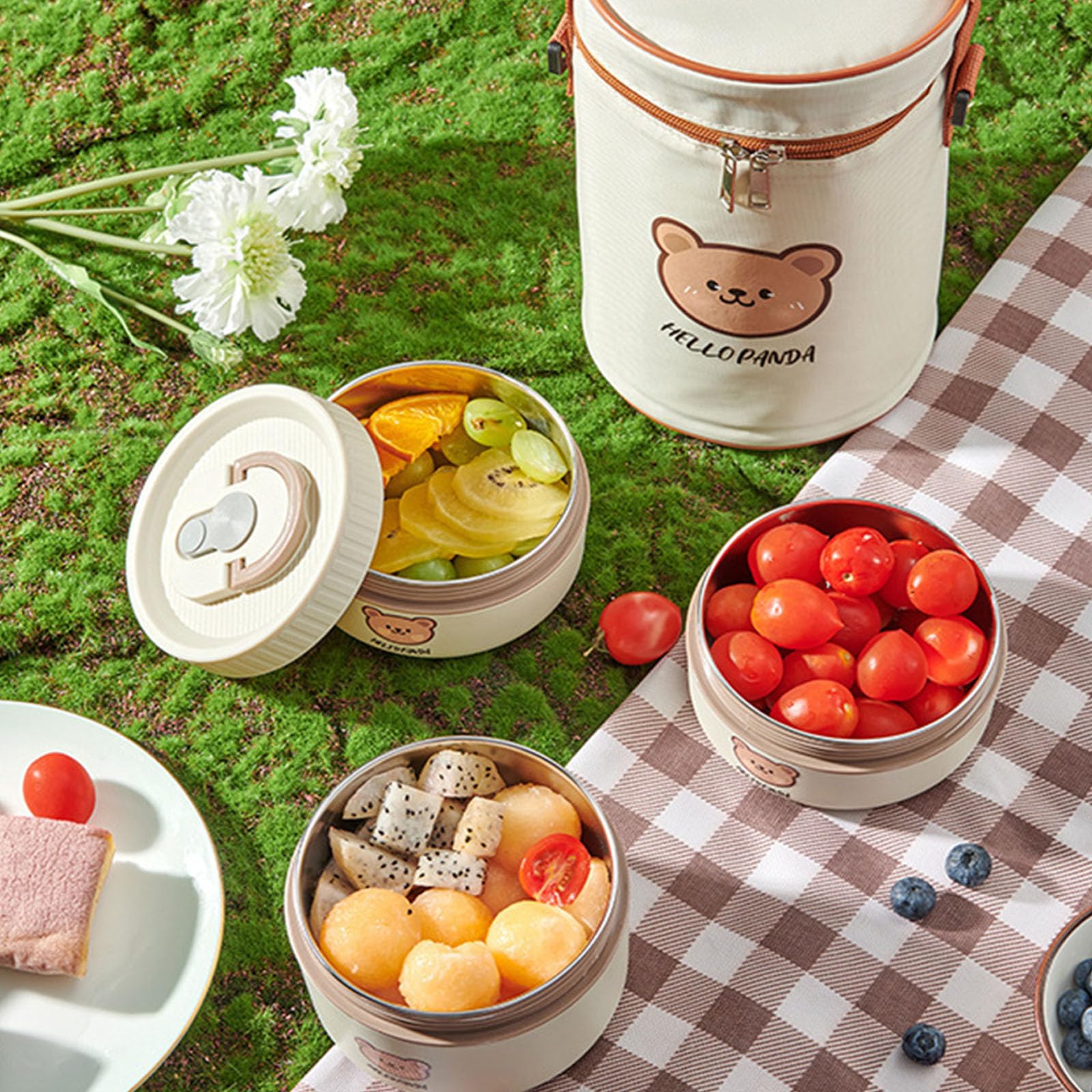 Práctica fiambrera aislada de acero inoxidable con diseño de doble capa para mantener el calor estable y fresco comida de viaje