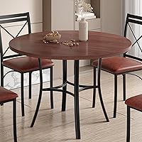 Vista 11 de VECELO Mesa de comedor redonda de 36 pulgadas para 4, comedor de mármol sintético con marco de metal para cocina, apartamento, hogar, ahorro