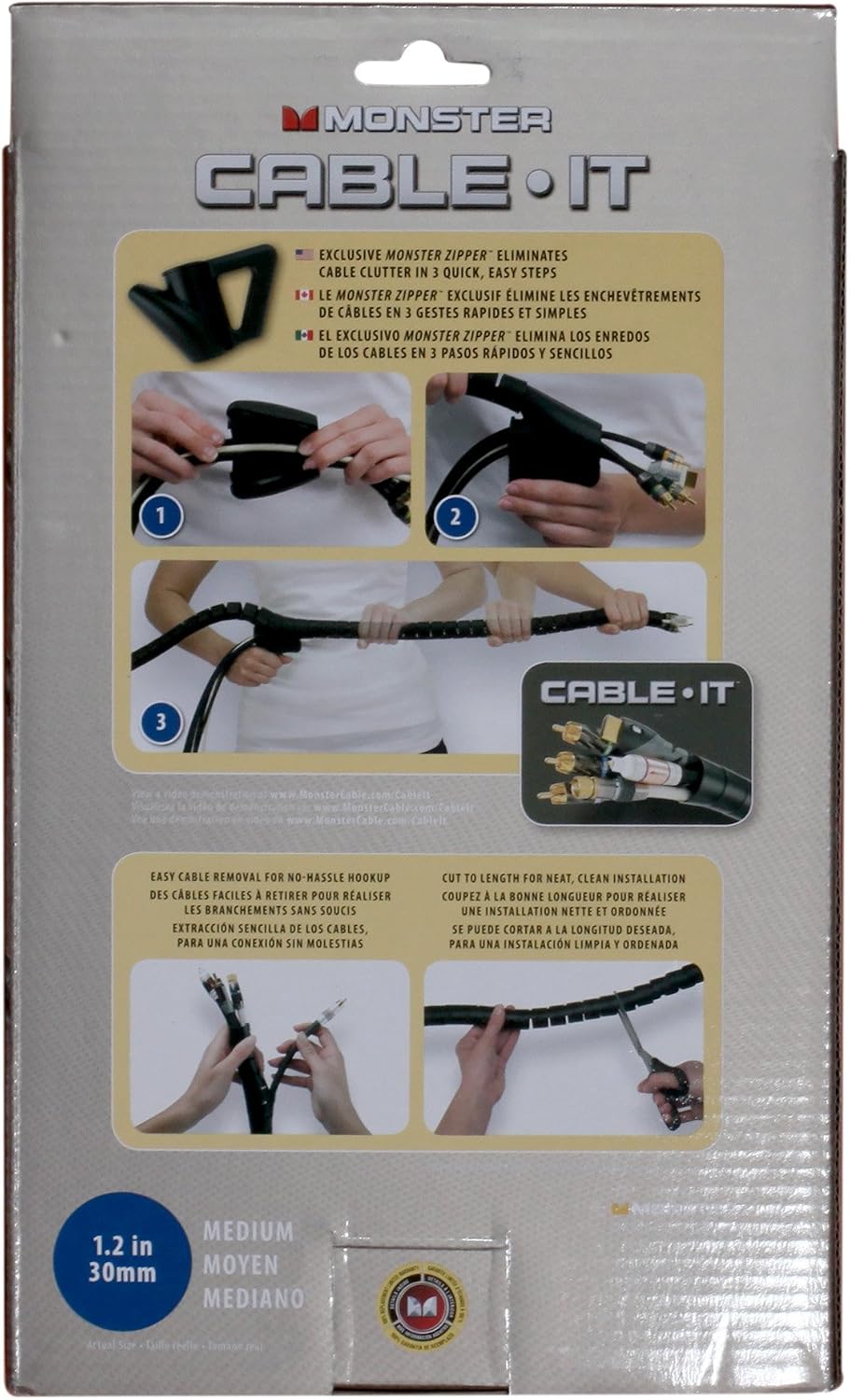 Monster CITMBK-8 Medium Diameter Black Cable-It Wire Management System (8 feet)