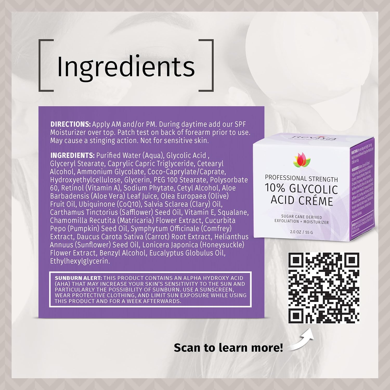 Reviva Labs 10% Glycolic Acid Creme Daily Moisturizer and Mild Exfoliant - Natural Sugar Cane Derived Alpha Hydroxy Acid Face Cream, Acido Glicolico Crema - Image 6