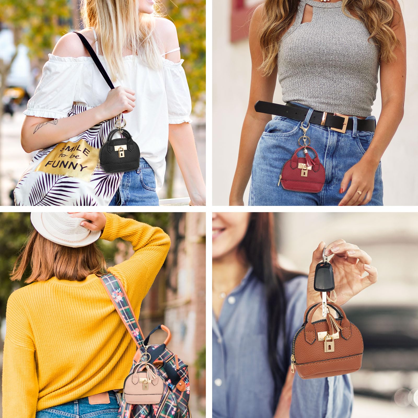 ZOUIQSS Coin Purse Mini Handbag Keychain for Women,Creative Pendant Keyrings Makeup Bag,Small Change Pouch Coin Purse Zipper() - Image 4