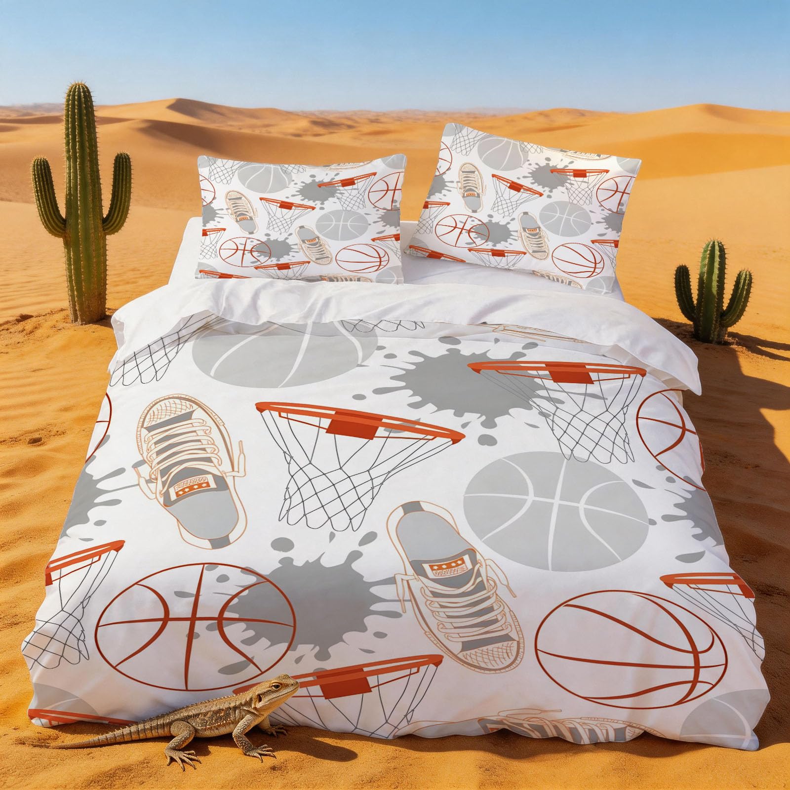 Housse de couette basket-ball 140x200 idéale pour la chambre d'un ado fan de sport