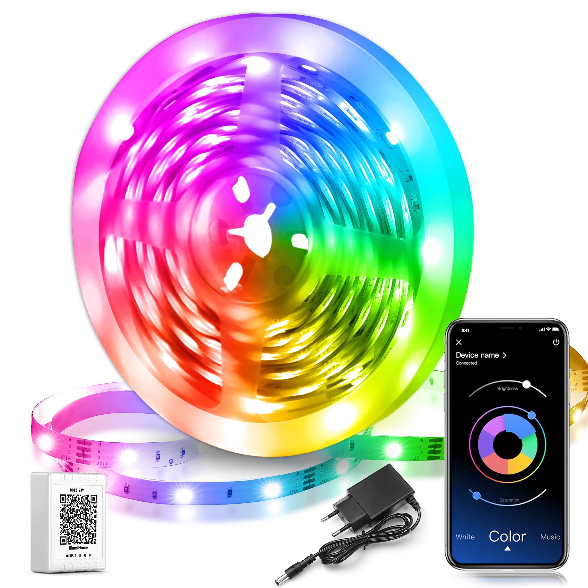 LED Strip 30M, RGB LED Streifen mit Fernbedienung und App Musik Sync Timer-Einstellung Dimmbar Farbwechsel LED Lichterkette für Zuhause, TV, Party, Gaming