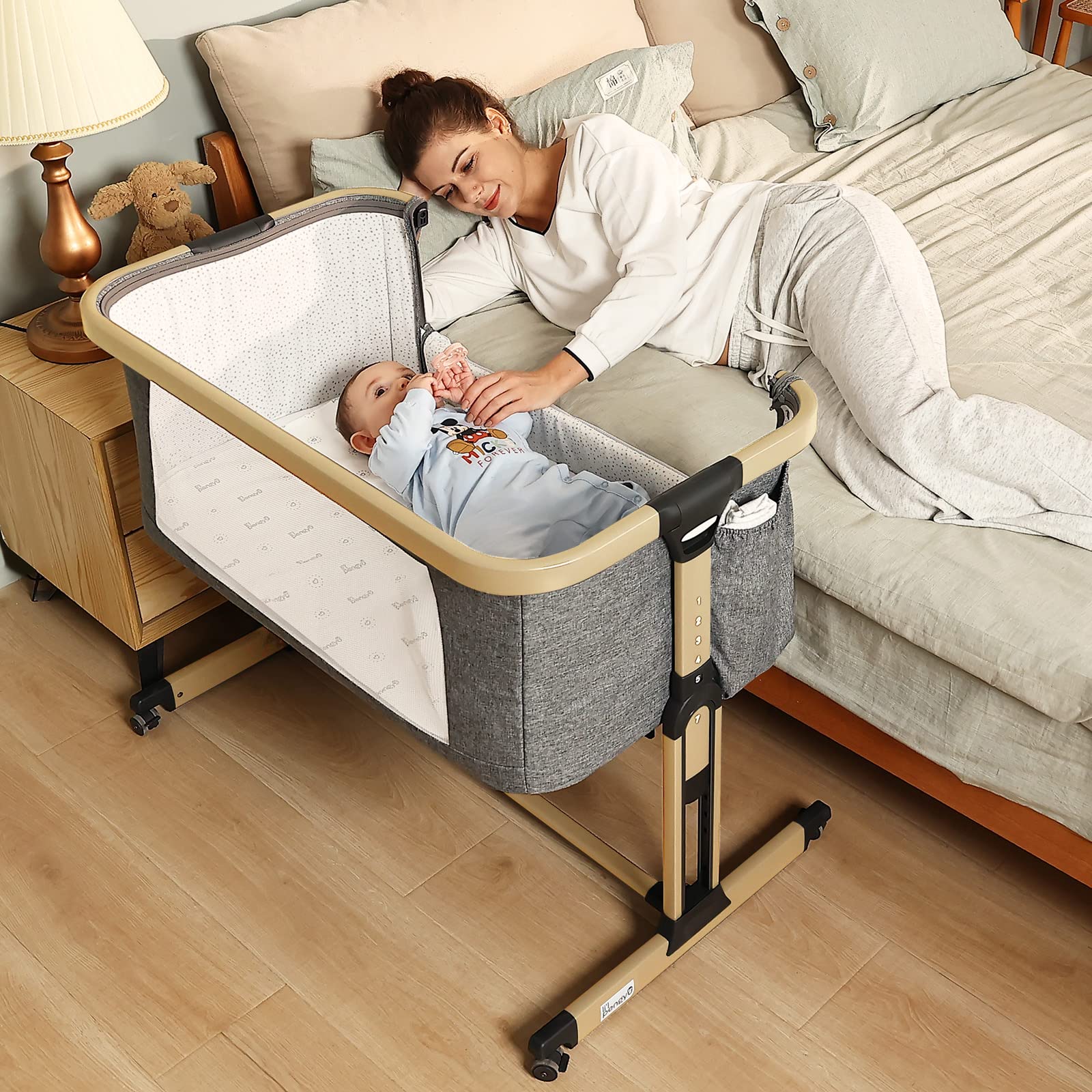 Li’l Pengyu Bedside for Baby, Adjustable Baby