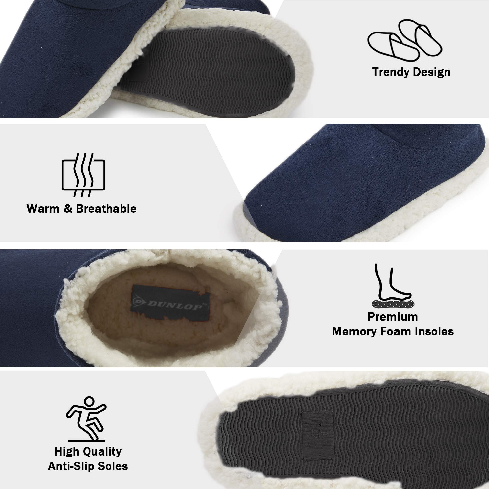 DUNLOP Pantofole Uomo a Stivaletto Invernali Peluche da Casa Ciabatte Memory Foam Antiscivolo 41-46