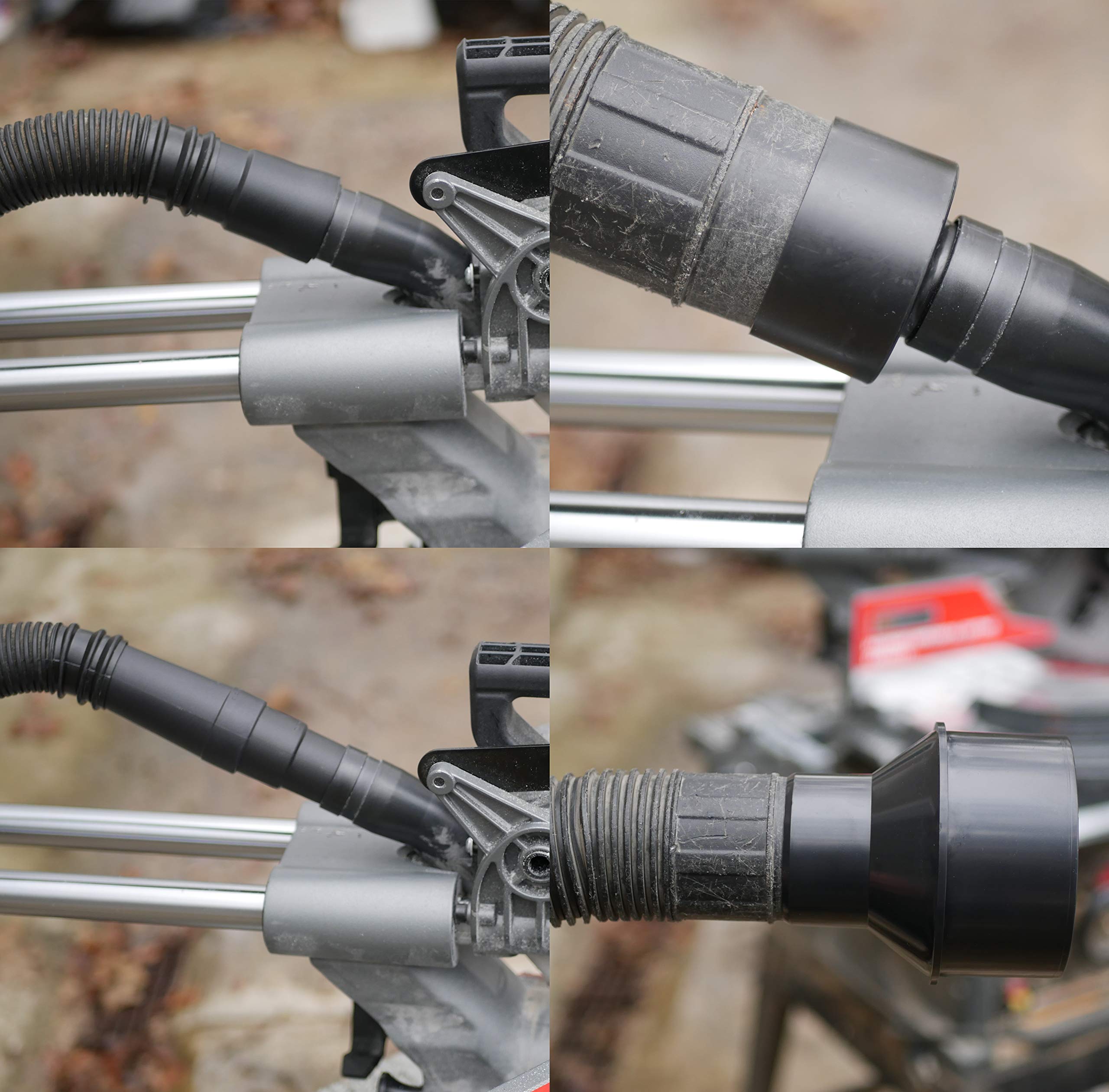 Reductor de cono de recogida de polvo de 4 a 2 1/2 pulgadas más 5 adaptadores de manguera de vacío para 1 1/16 a 1 3/4 pulgadas, incluye 2 adaptadores de aspiradora de 2 1/2 a 1 1/4 y 2 1/2 a 1 1/2
