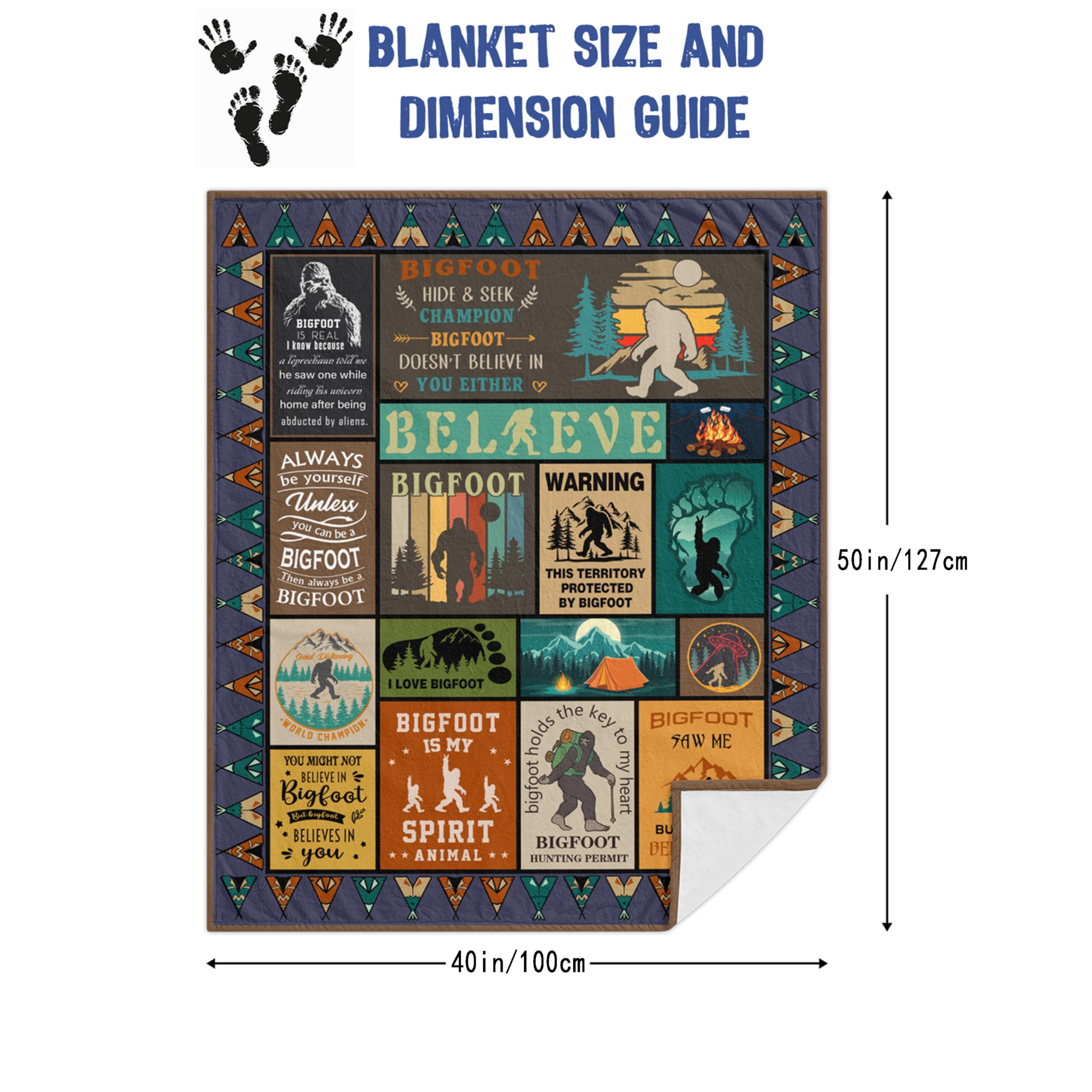 Vuinezo Bigfoot Decke 152 X 203 Cm – Kuschelweicher Überwurf Mit Lustigen Sprüchen, Perfektes Geschenk Für Sasquatch-Fans