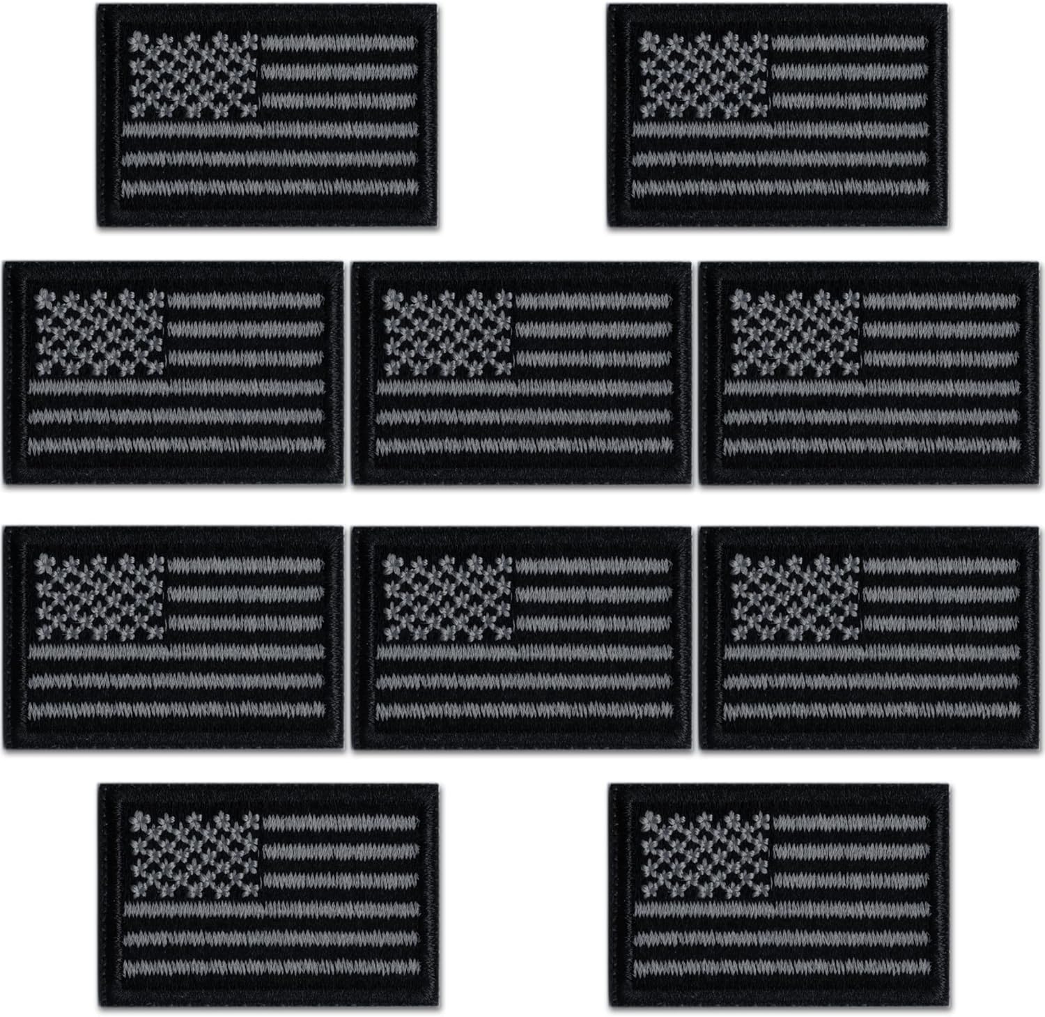 Small Black American Flag Patches (10Pack) Patriotic USA