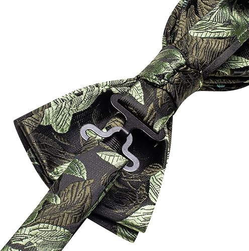 Miniatura 6 de Hi-Tie Pajaritas preatadas para hombre, corbatines de seda y gemelos cuadrados de bolsillo, juego de gemelos para hombre, boda, fiesta, formal