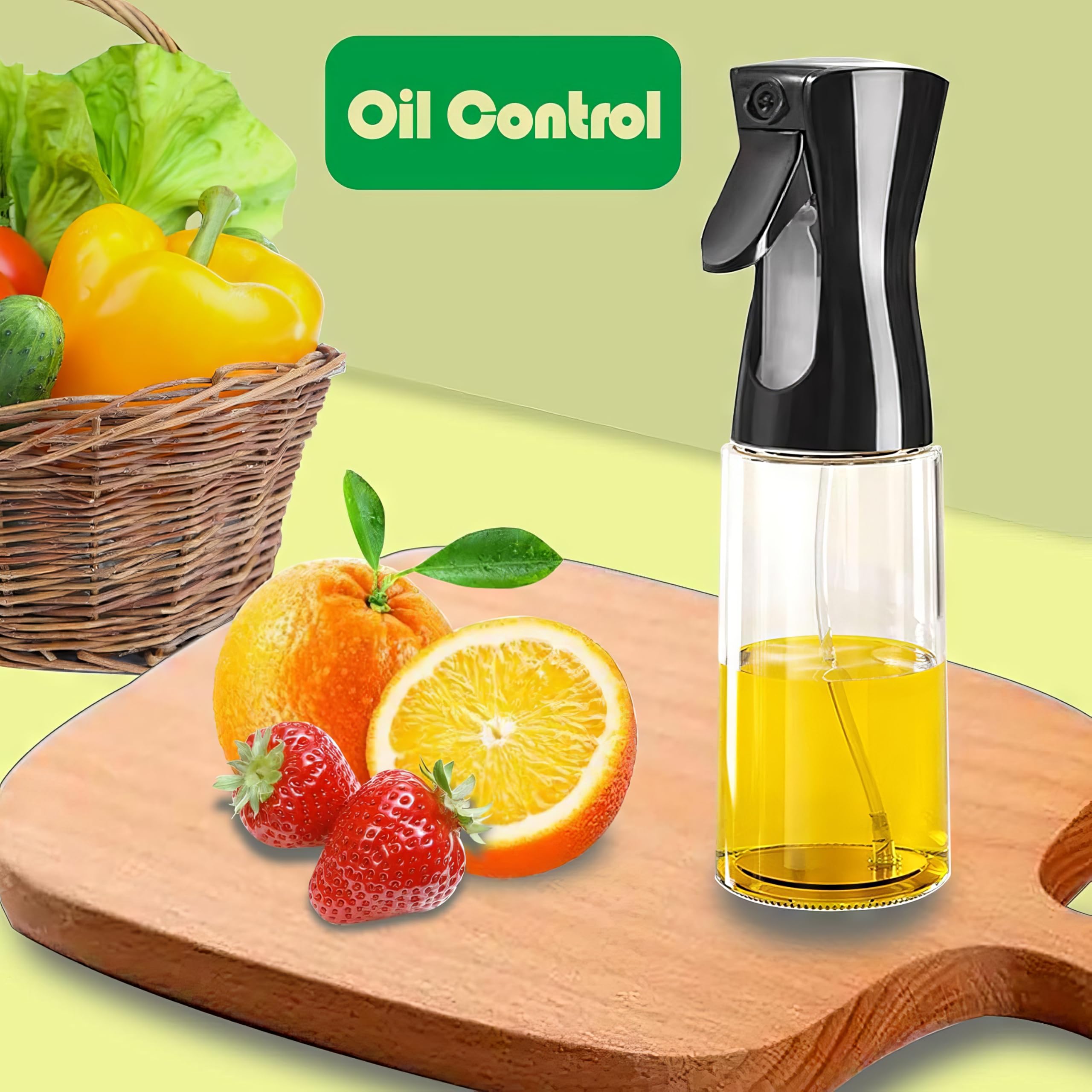 Cam Yağ Sprey Şişesi 200ml – Manuel Basınçlı Zeytinyağı Püskürtücü, Gıda Uyumlu Yağ Şişesi, Airfryer, Salata ve Fırın Yemekleri için Mutfak Spreyi, Çok Amaçlı Sprey Şişesi, EVINTO (Siyah)