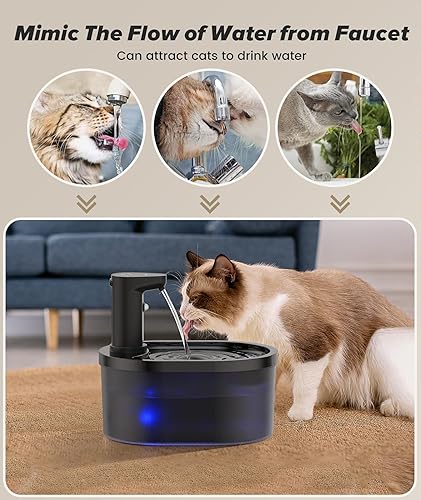 Miniatura 8 de Fuente de agua inalámbrica para gatos, fuente para gatos con batería de 5000 mAh, fuente inalámbrica para beber mascotas de 101 oz3 L con sensor de
