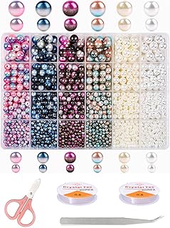 ELECDON 1890Pcs Multicolored Pearls Beads, ELECDON Loose Round Spacer Beads, Smooth Rainbow Faux ABS Beads for Jewelry Making, Bracelets, Earrings, Necklaces, DIY Crafts 4 6 8 10mm