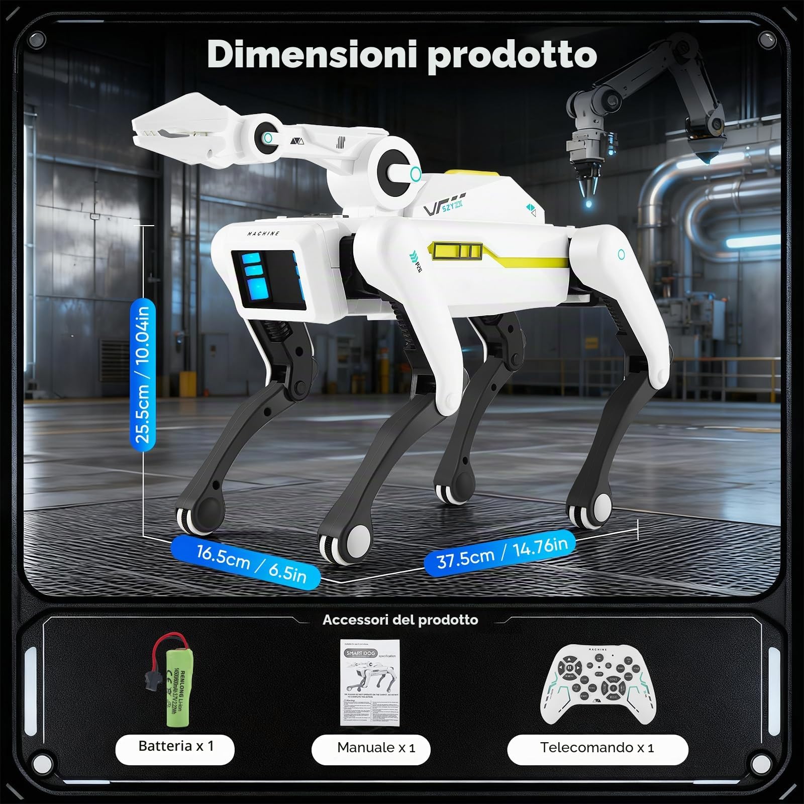 cane robot intelligente telecomando per bambini,pinza a maniche lunghe robot interattivo può programmare, ballare, riprodurre musica e interagire,giocattolo robot per bambini 3+ anni