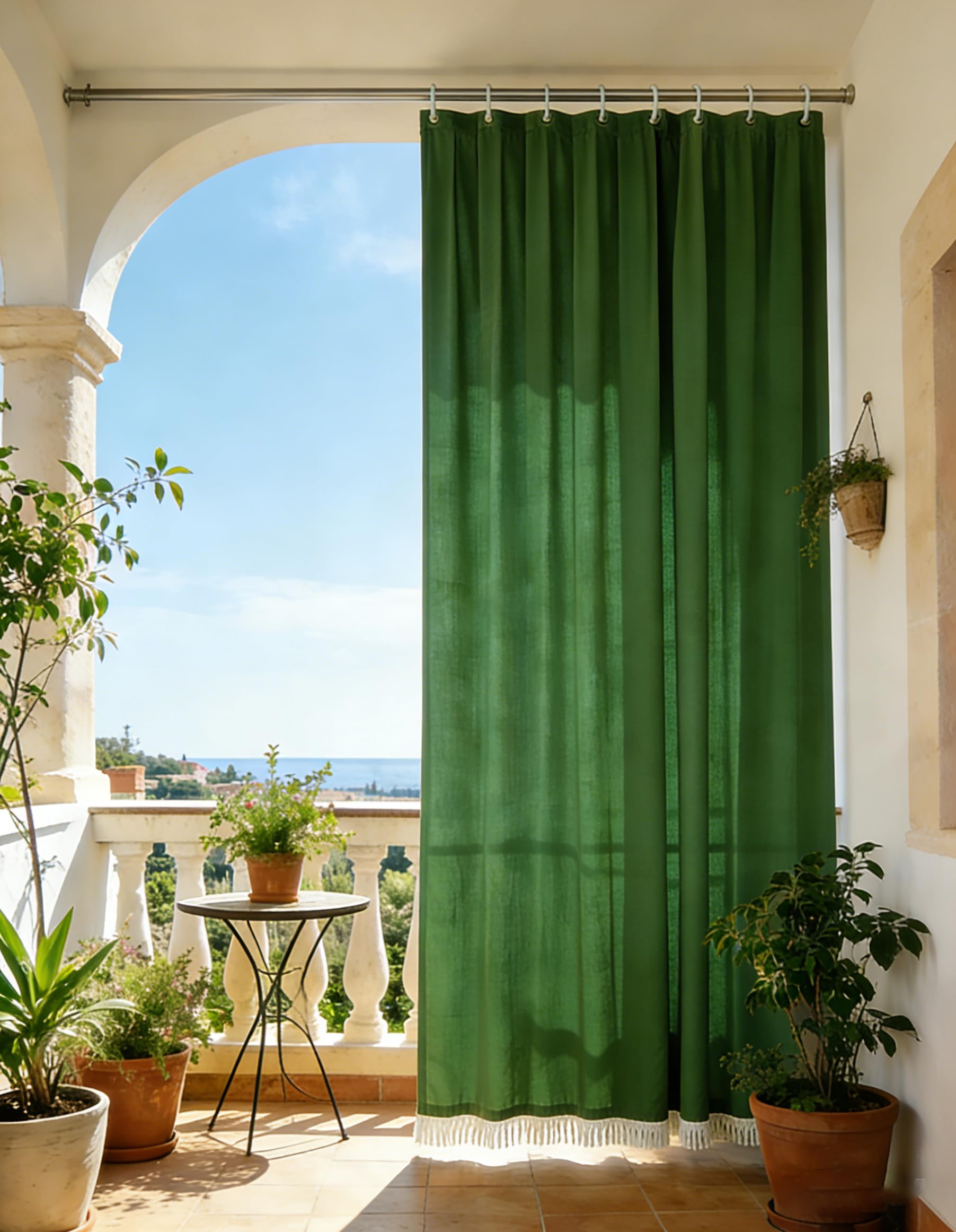 Tenda In Voile Di Poliestere Tinta Unita Verde Chiaro – 2 Pannelli 140x229 Cm – Tenda A Tubo Per Finestre