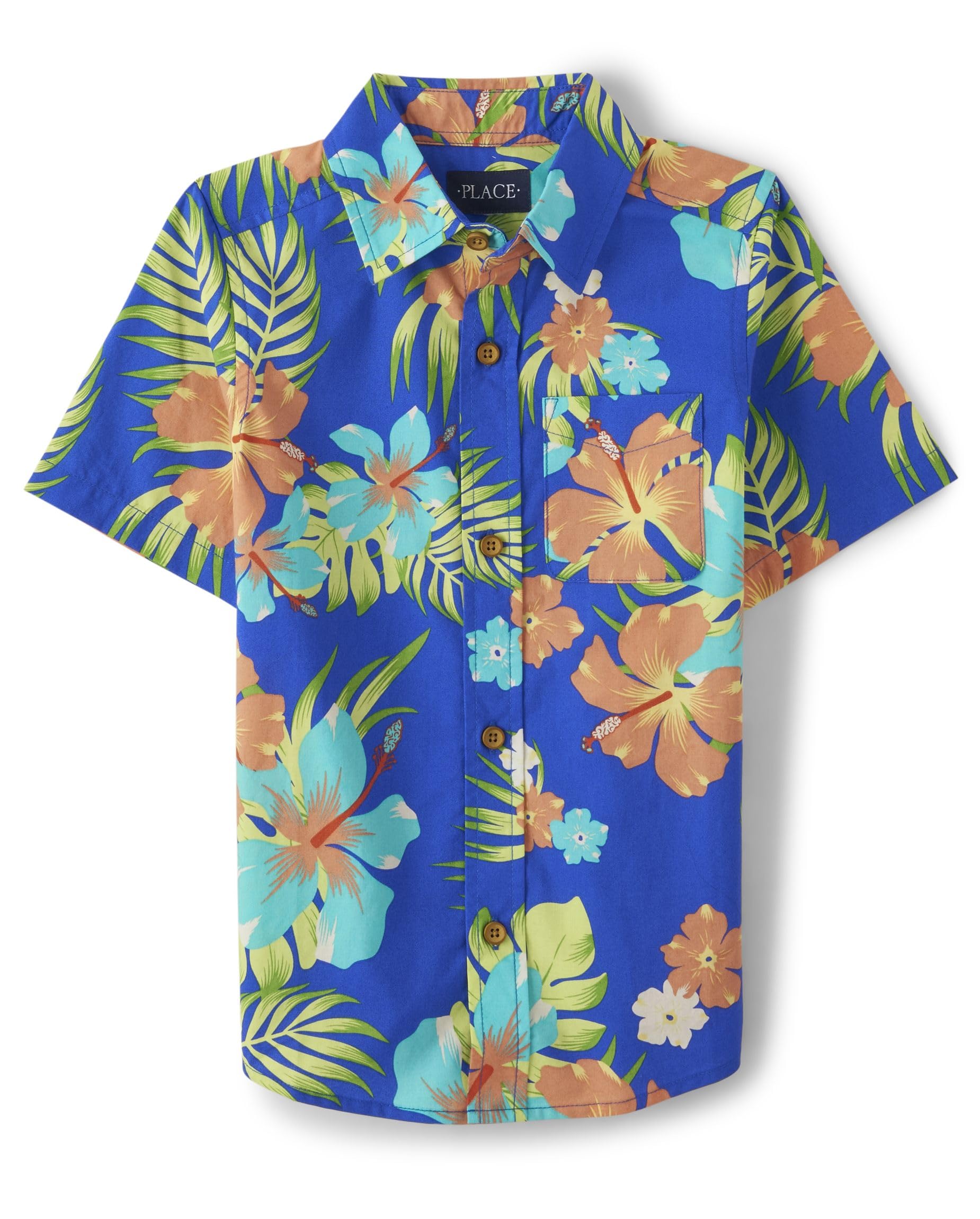The Children's Place,Short Sleeve Button Down Shirt,Tidal,Small (5/6) — view 9