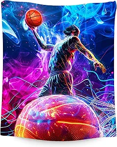 Basketball Blanket Gifts, Kids Blankets for Boys, Soft Fleece Sports Theme Throw for Team Player, 50"x60"