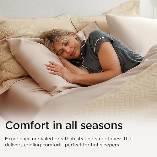 Miniatura 4 de Threadmill Juego de funda de edredón beige tamaño Queen, funda de edredón transpirable, suave juego de funda de edredón de algodón de 3 piezas con 2