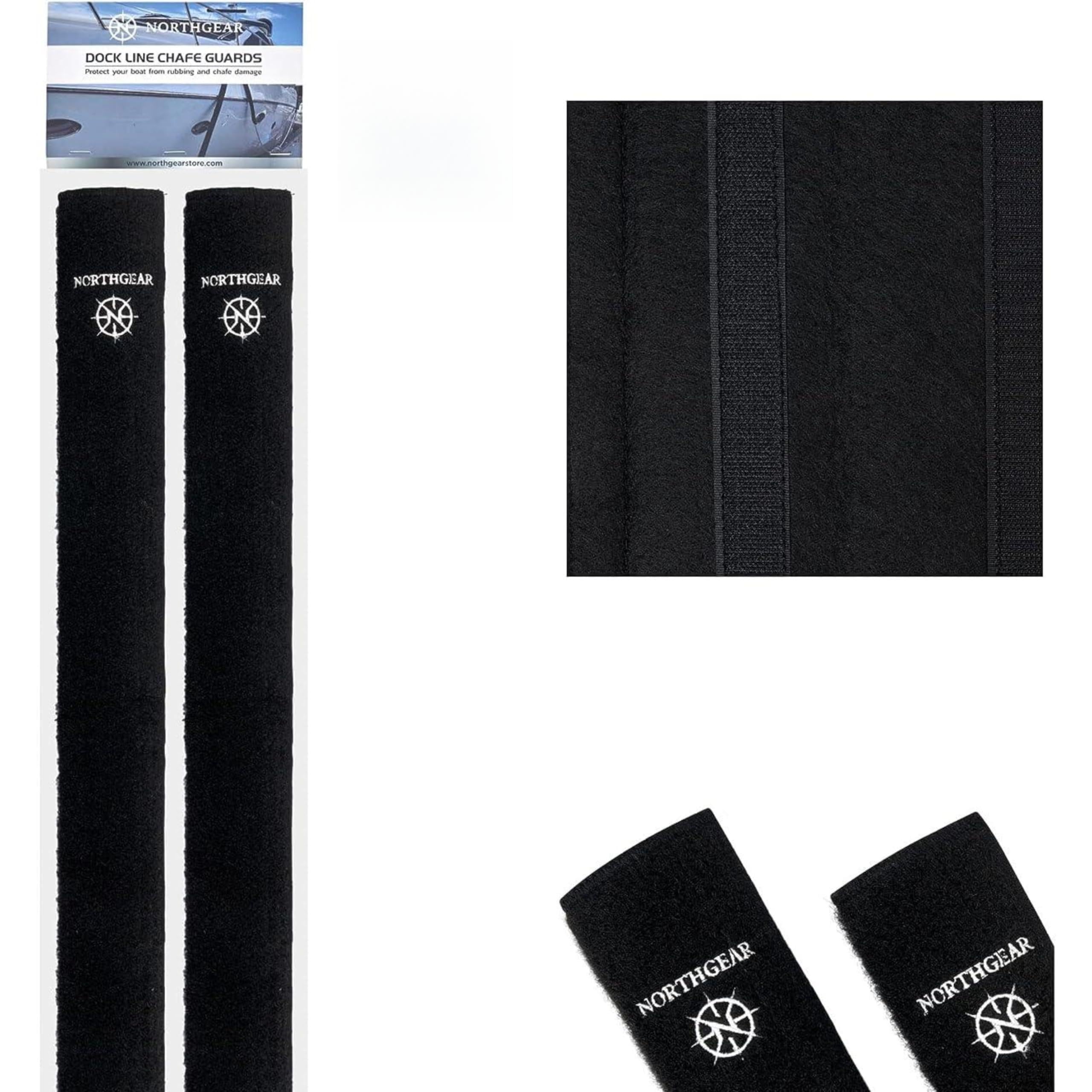 Dock Line Chafe Guards 24” Length (2 Pack) - Ultra-Strong Removable Chafing Guard, UV Resistant, Eliminates Boat Line Squeaking and Protects Your Boat Finish