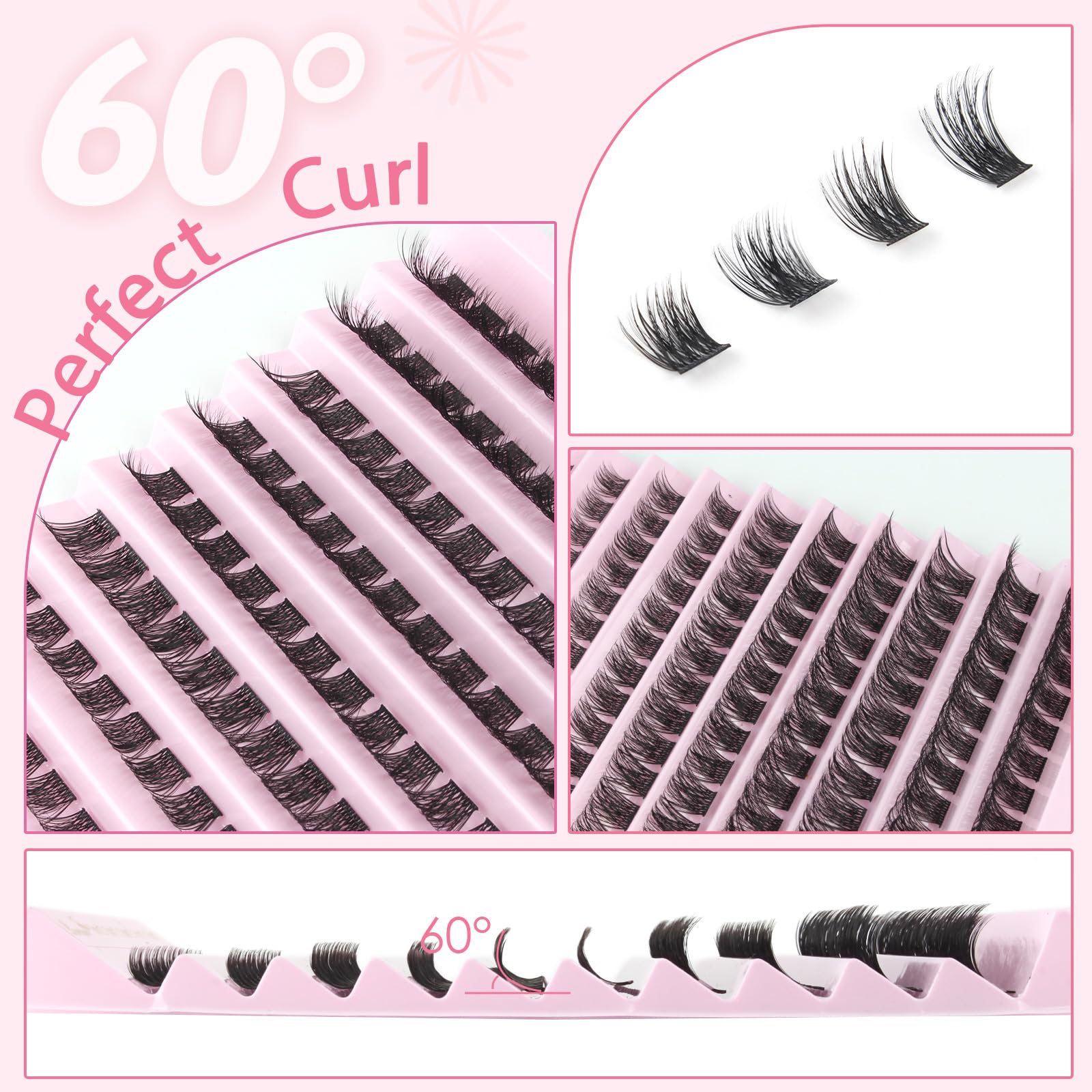 Parriparri Cluster Lashes DIY Individual Eyelashes 120Pcs Individual Lashes Volume False Eyelashes Extensions Wispy Lashes Fluffy Cluster DIY at Home (8-16MM MIX) - Image 3