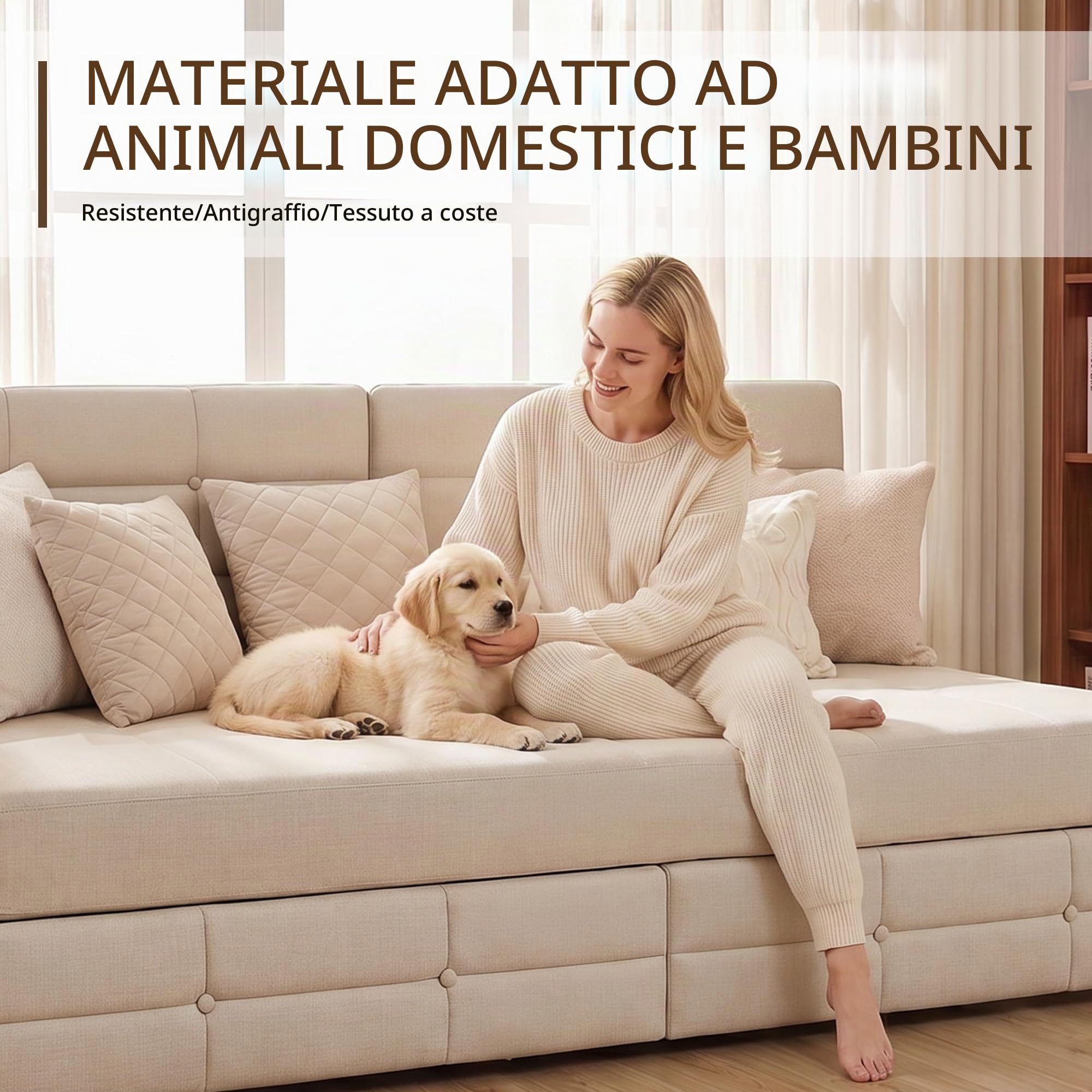 Divano Letto in Lino 140x190cm, Fresco Naturale,con 2 cassetti | Lino anticaldo, cassetti ruote, rete a doghe, presa UE+LED, beige,per adulti/ragazzi in camera/soggiorno. (Nessun materasso)